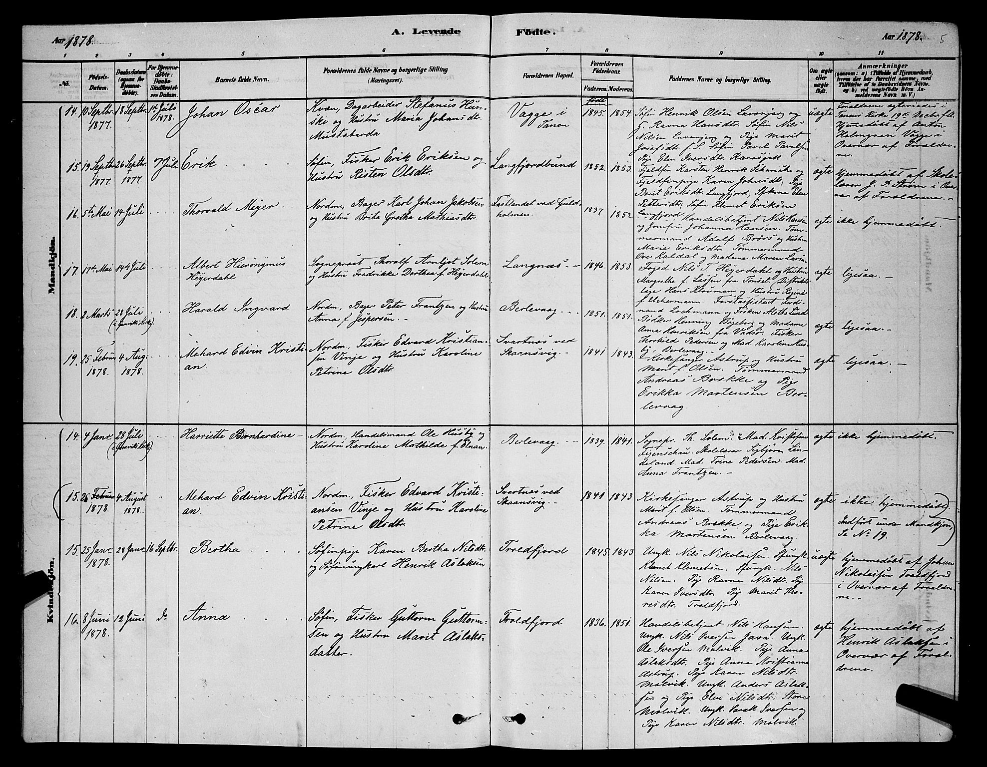 Tana sokneprestkontor, AV/SATØ-S-1334/H/Hb/L0003klokker: Parish register (copy) no. 3, 1878-1890, p. 5
