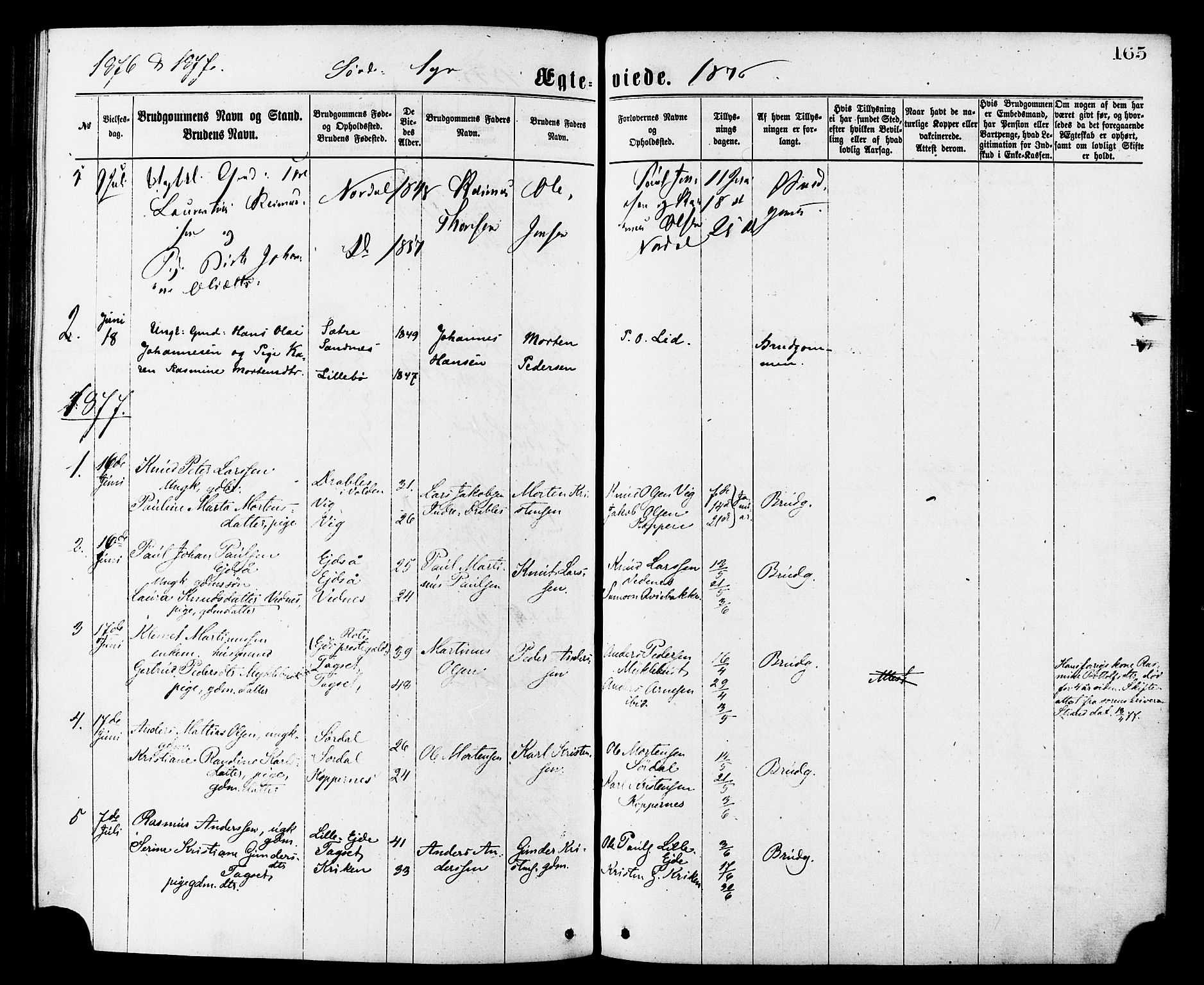 Ministerialprotokoller, klokkerbøker og fødselsregistre - Møre og Romsdal, AV/SAT-A-1454/502/L0024: Parish register (official) no. 502A02, 1873-1884, p. 165