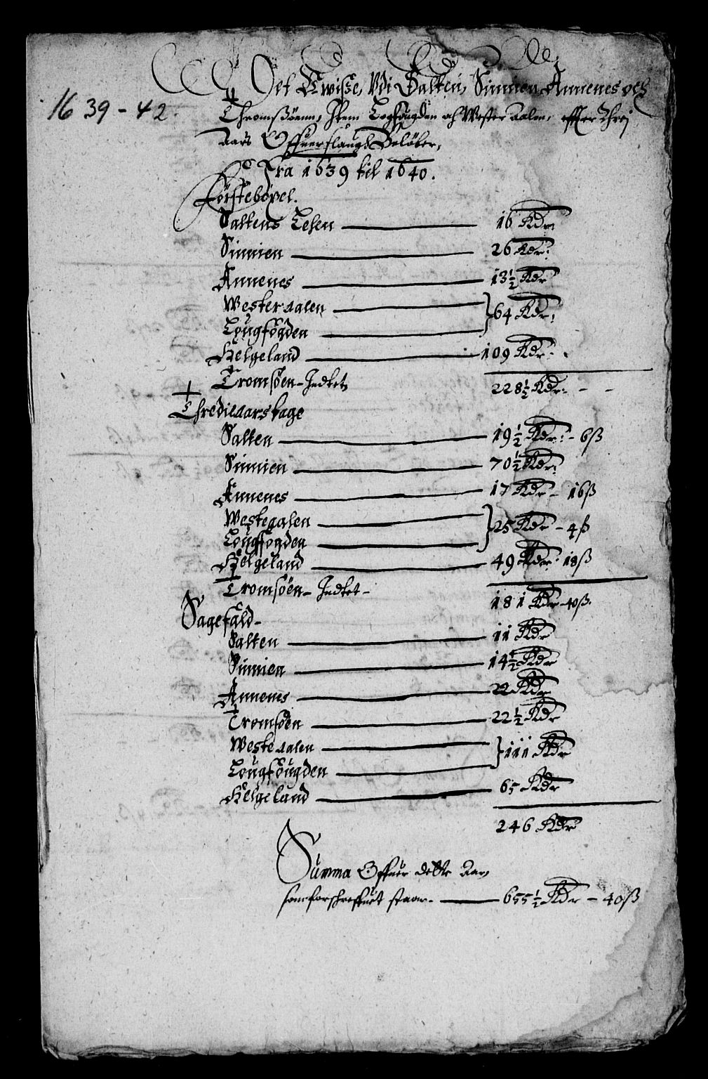 Rentekammeret inntil 1814, Reviderte regnskaper, Lensregnskaper, RA/EA-5023/R/Rb/Rbz/L0028: Nordlandenes len, 1638-1646