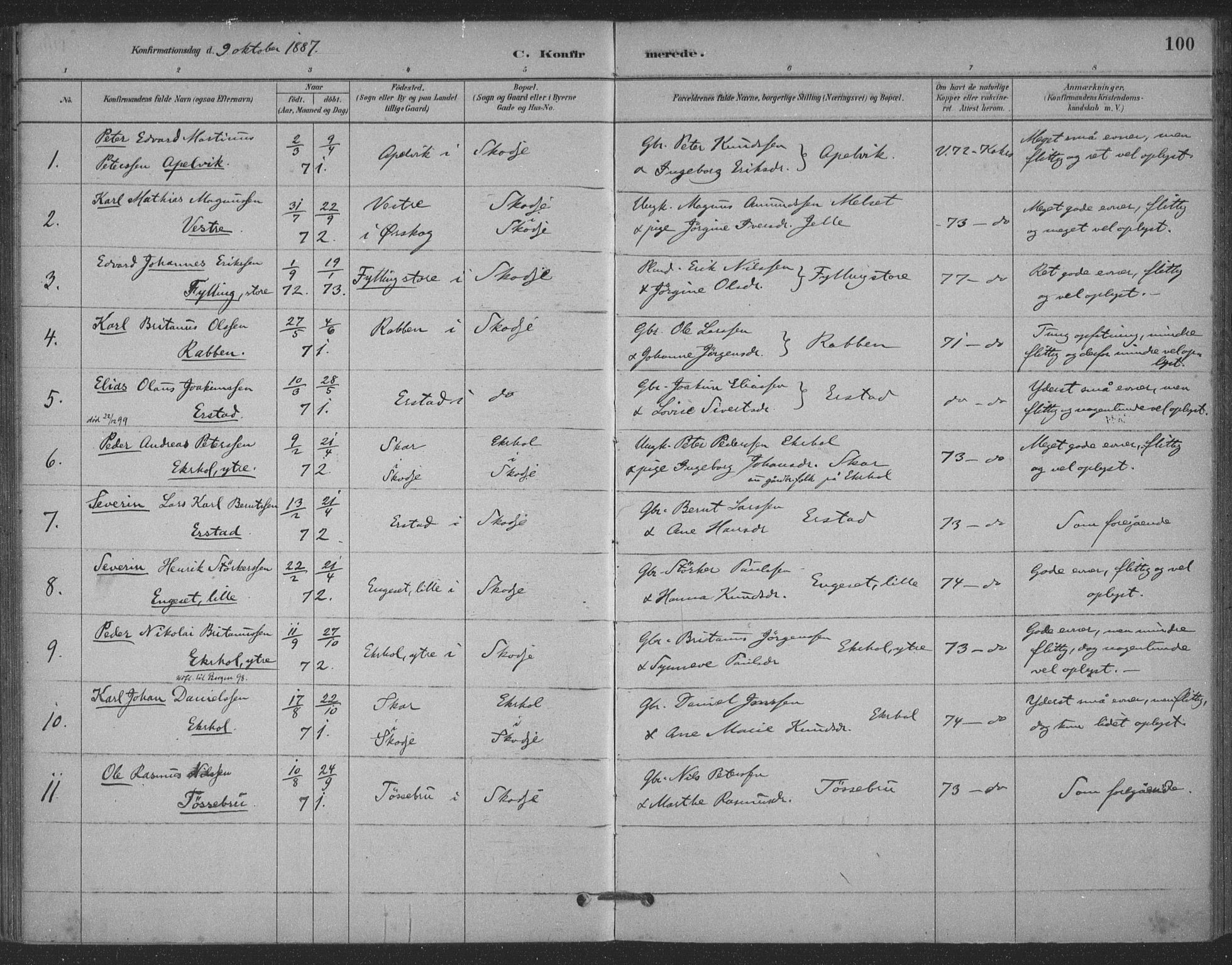 Ministerialprotokoller, klokkerbøker og fødselsregistre - Møre og Romsdal, SAT/A-1454/524/L0356: Parish register (official) no. 524A08, 1880-1899, p. 100