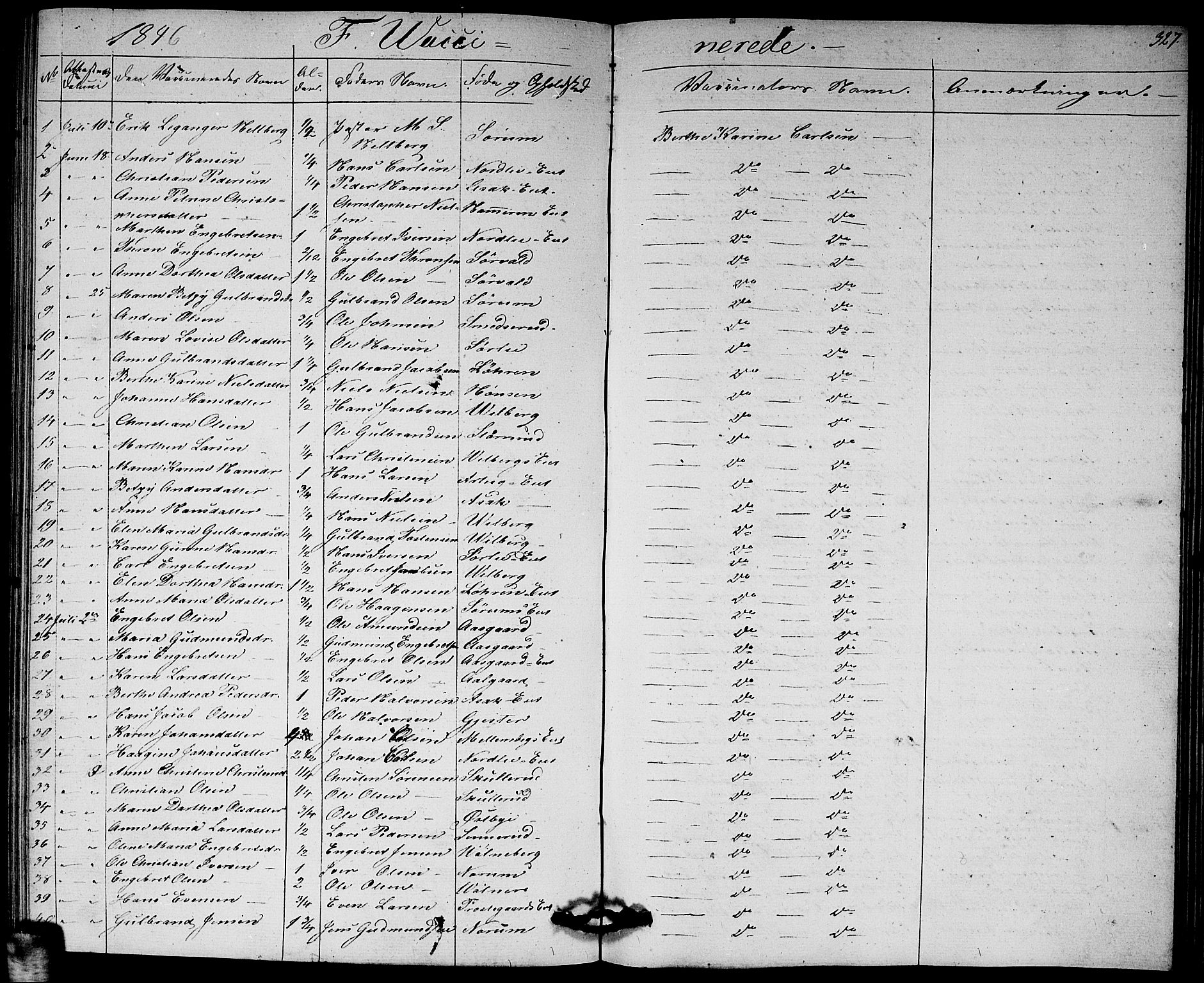 Sørum prestekontor Kirkebøker, SAO/A-10303/G/Ga/L0003: Parish register (copy) no. I 3, 1846-1863, p. 327