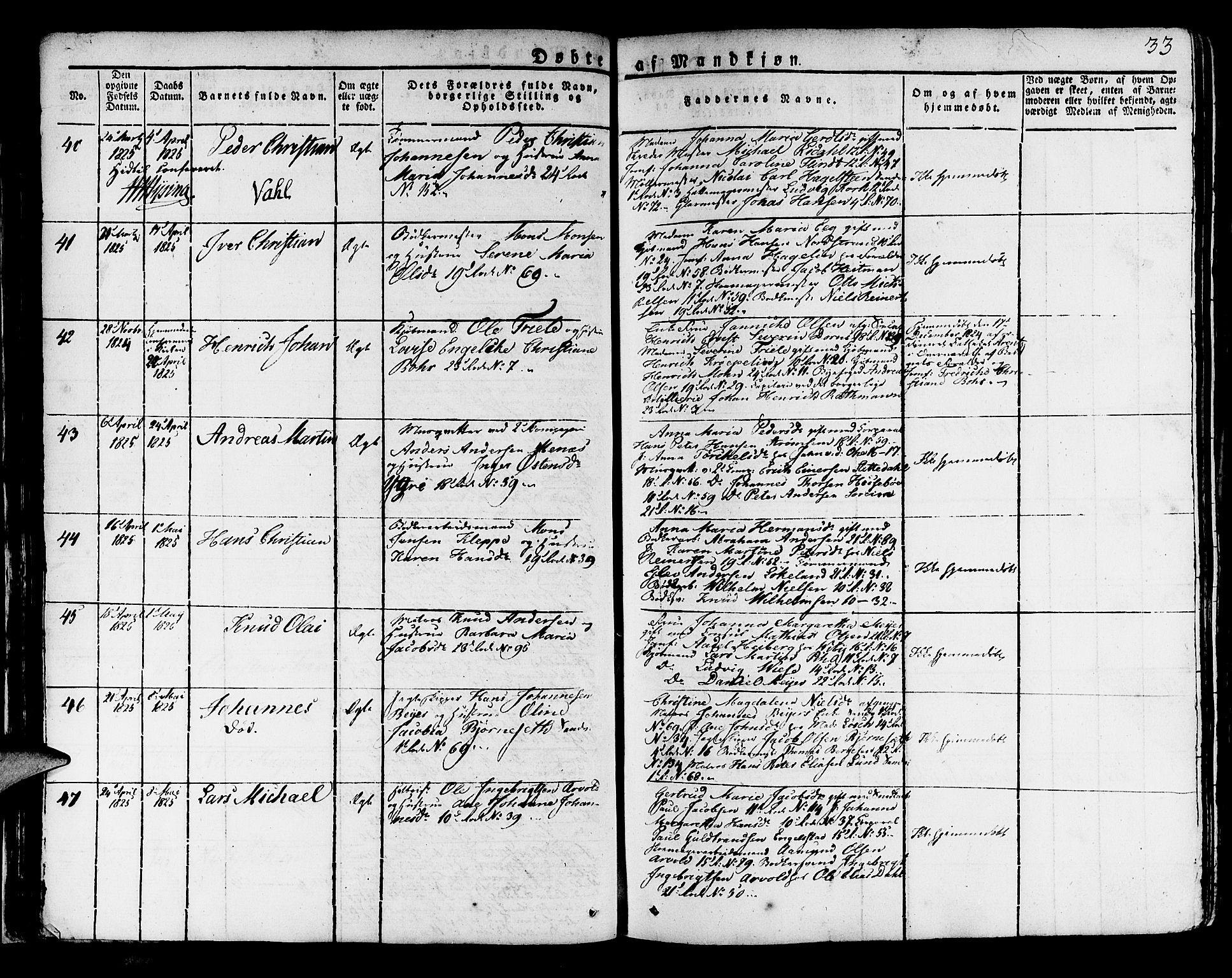 Korskirken sokneprestembete, AV/SAB-A-76101/H/Haa/L0014: Parish register (official) no. A 14, 1823-1835, p. 33