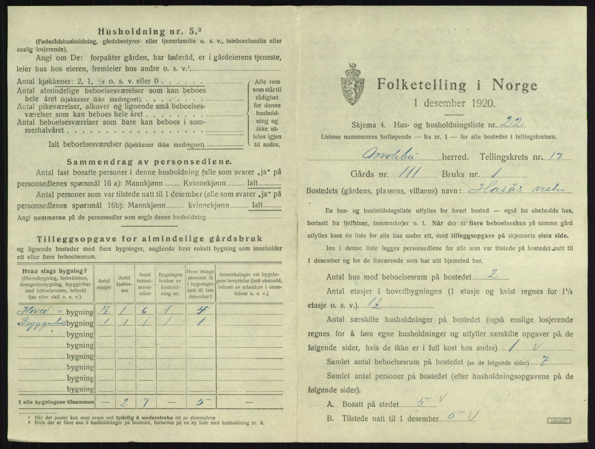 SAKO, 1920 census for Andebu, 1920, p. 959