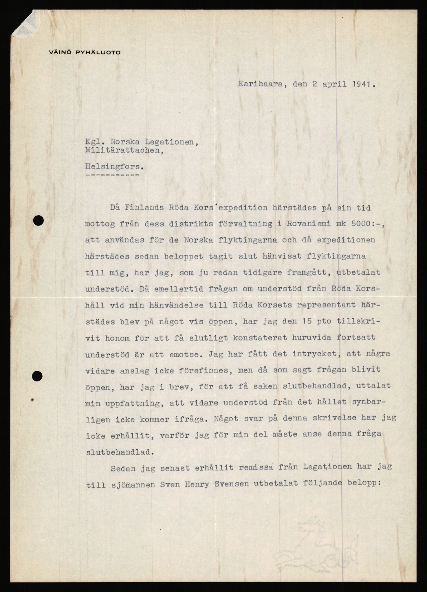 Forsvaret, Forsvarets krigshistoriske avdeling, AV/RA-RAFA-2017/Y/Ya/L0006: II-C-11-11,2 - Utenriksdepartementet.  Legasjonen i Helsingfors., 1940-1946, p. 536