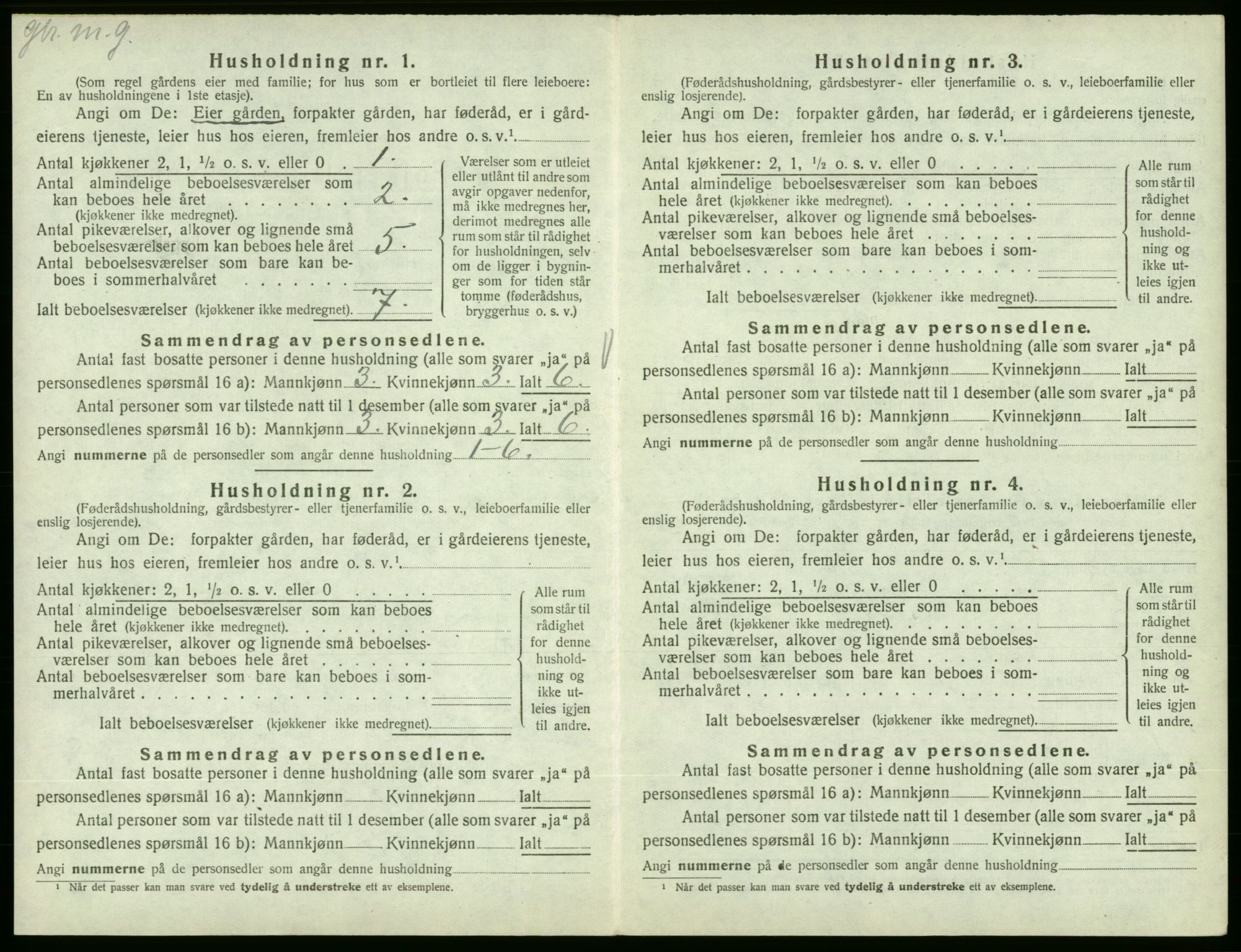 SAB, 1920 census for Fjelberg, 1920, p. 308