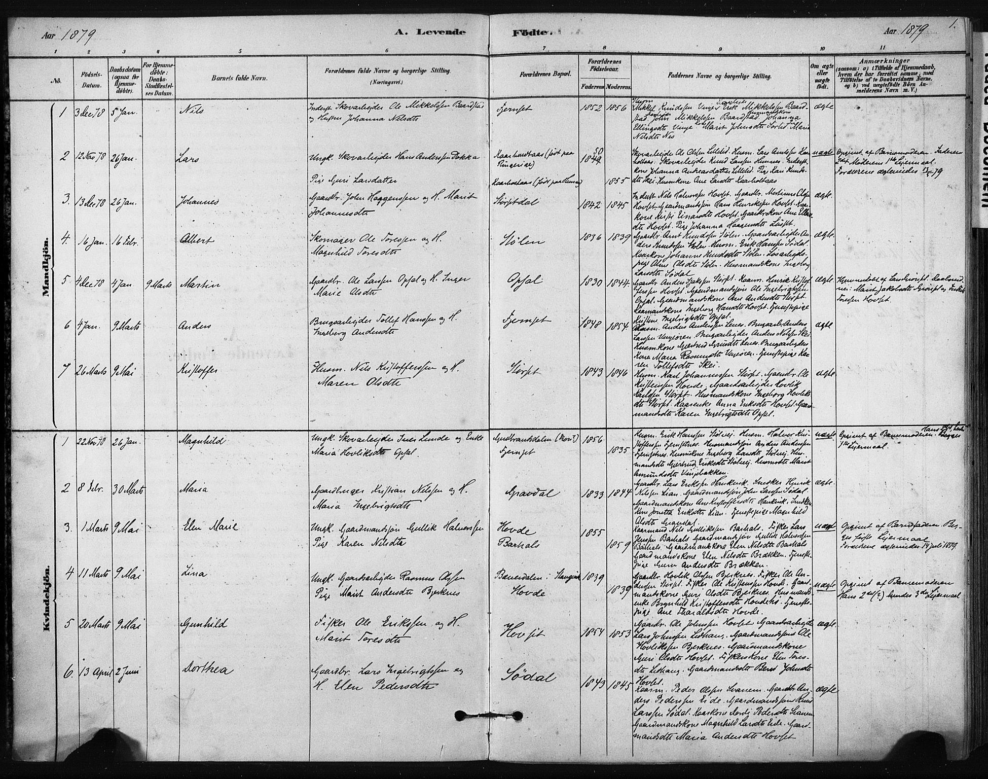 Ministerialprotokoller, klokkerbøker og fødselsregistre - Sør-Trøndelag, AV/SAT-A-1456/631/L0512: Parish register (official) no. 631A01, 1879-1912, p. 1