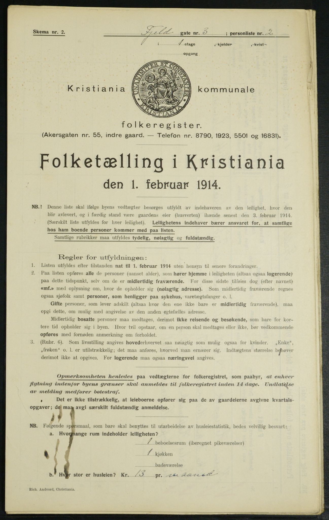 OBA, Municipal Census 1914 for Kristiania, 1914, p. 24451