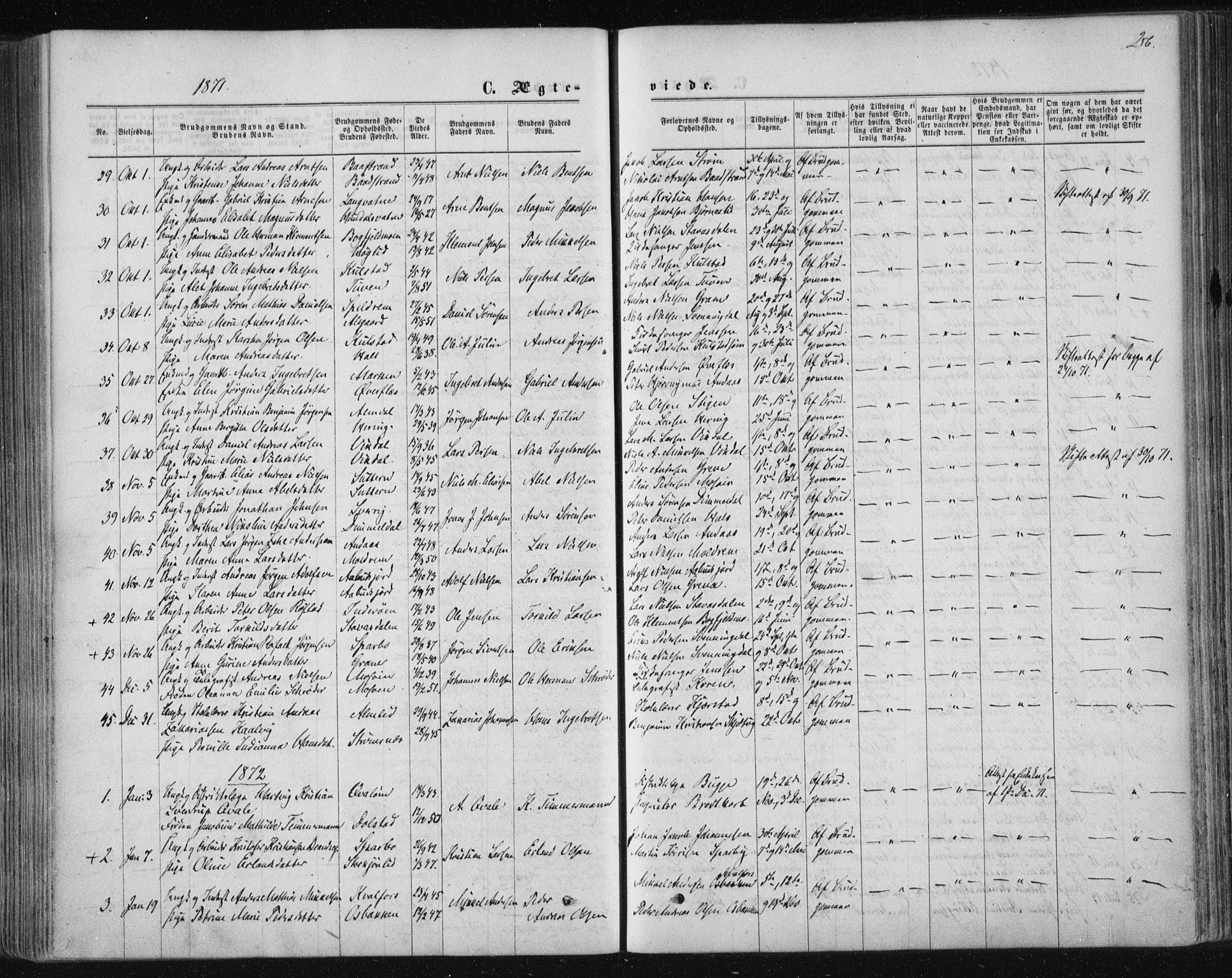 Ministerialprotokoller, klokkerbøker og fødselsregistre - Nordland, AV/SAT-A-1459/820/L0294: Parish register (official) no. 820A15, 1866-1879, p. 256