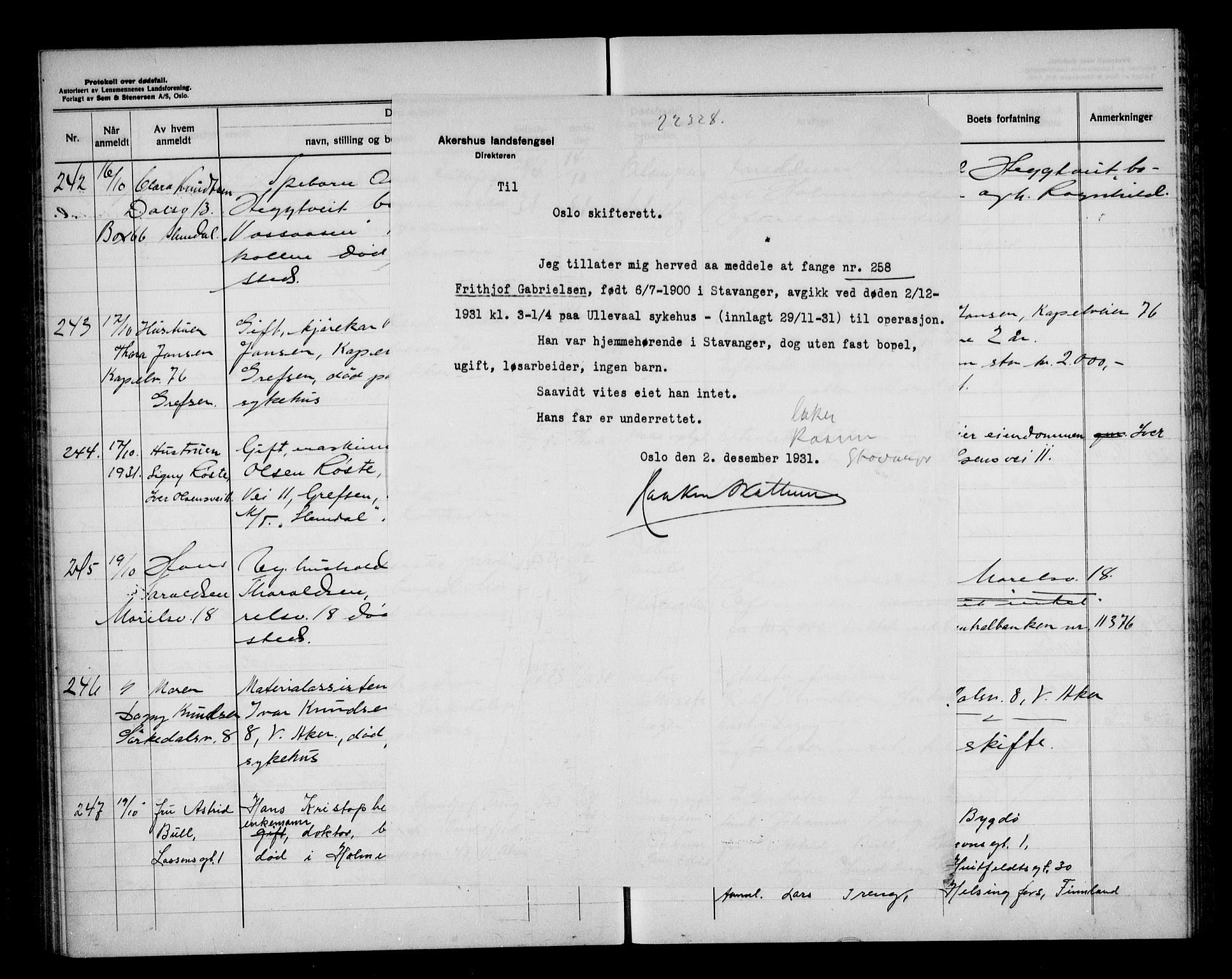 Aker kriminaldommer, skifte- og auksjonsforvalterembete, AV/SAO-A-10452/H/Hb/Hba/Hbab/L0004: Dødsfallsprotokoll for Vestre Aker, 1930-1933