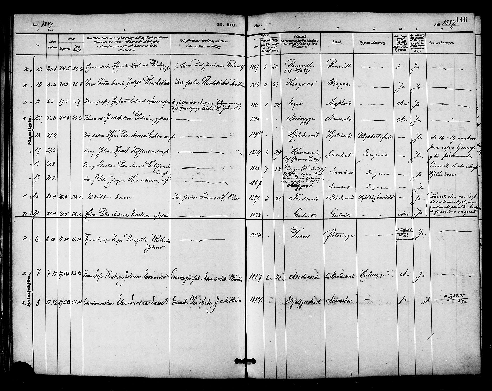 Ministerialprotokoller, klokkerbøker og fødselsregistre - Nordland, AV/SAT-A-1459/893/L1337: Parish register (official) no. 893A09, 1885-1893, p. 146