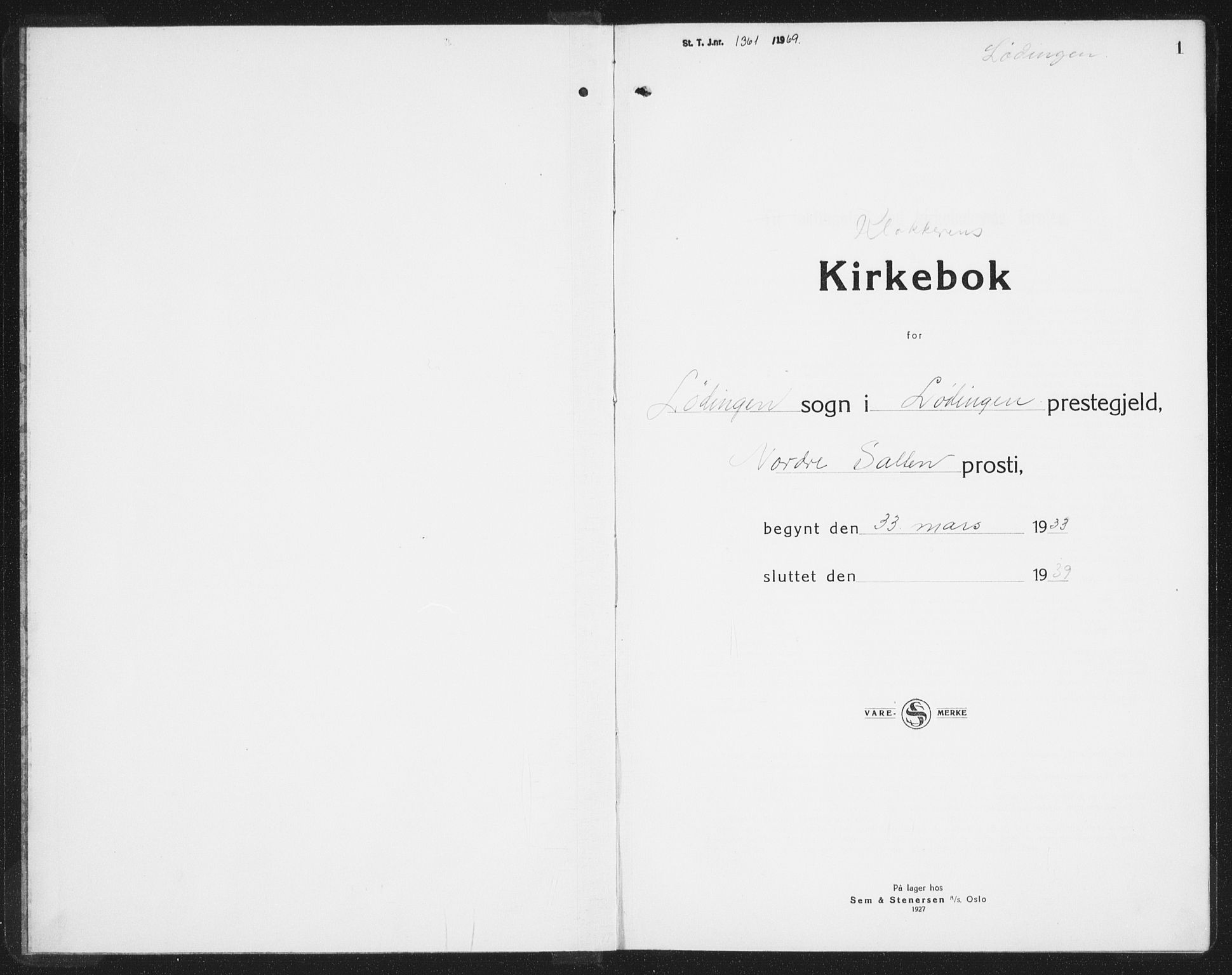 Ministerialprotokoller, klokkerbøker og fødselsregistre - Nordland, AV/SAT-A-1459/872/L1050: Parish register (copy) no. 872C06, 1932-1942, p. 1