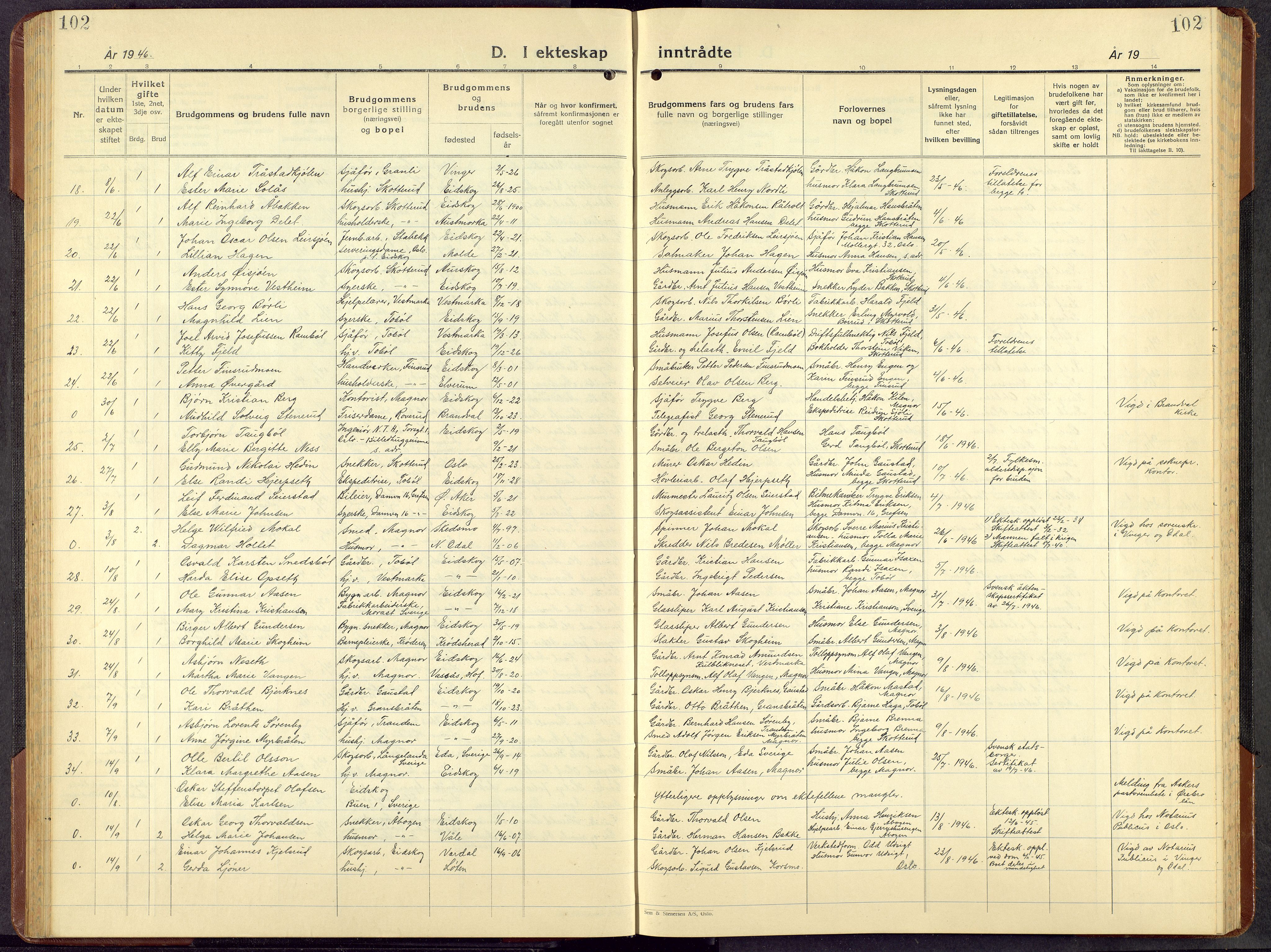 Eidskog prestekontor, SAH/PREST-026/H/Ha/Hab/L0008: Parish register (copy) no. 8, 1938-1959, p. 102