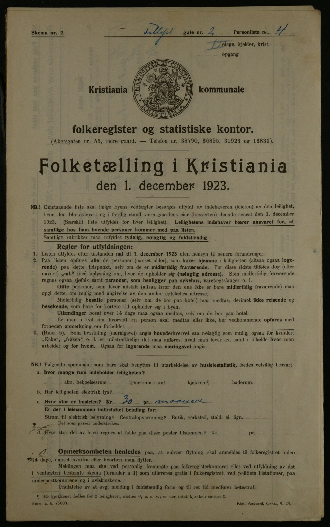 OBA, Municipal Census 1923 for Kristiania, 1923, p. 27322