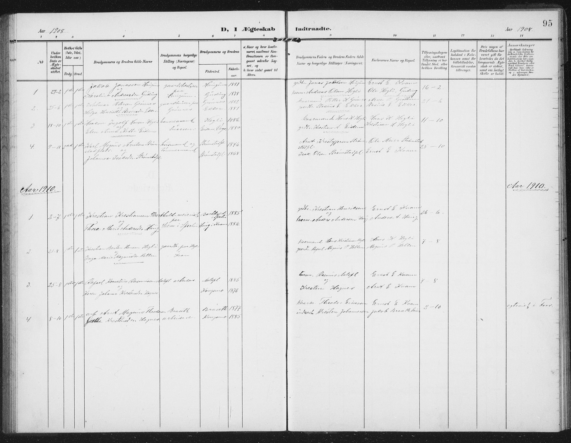Ministerialprotokoller, klokkerbøker og fødselsregistre - Nord-Trøndelag, SAT/A-1458/747/L0460: Parish register (copy) no. 747C02, 1908-1939, p. 95
