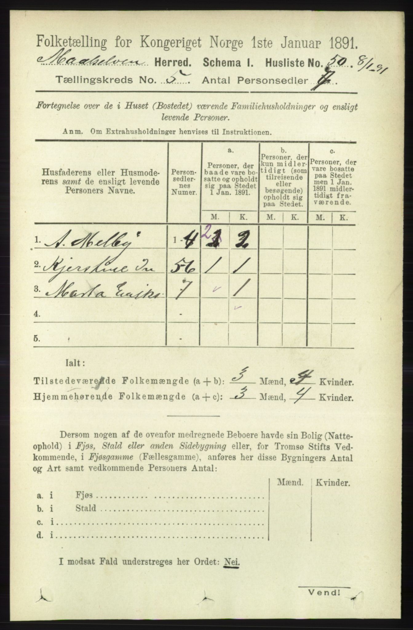 RA, 1891 census for 1924 Målselv, 1891, p. 1599