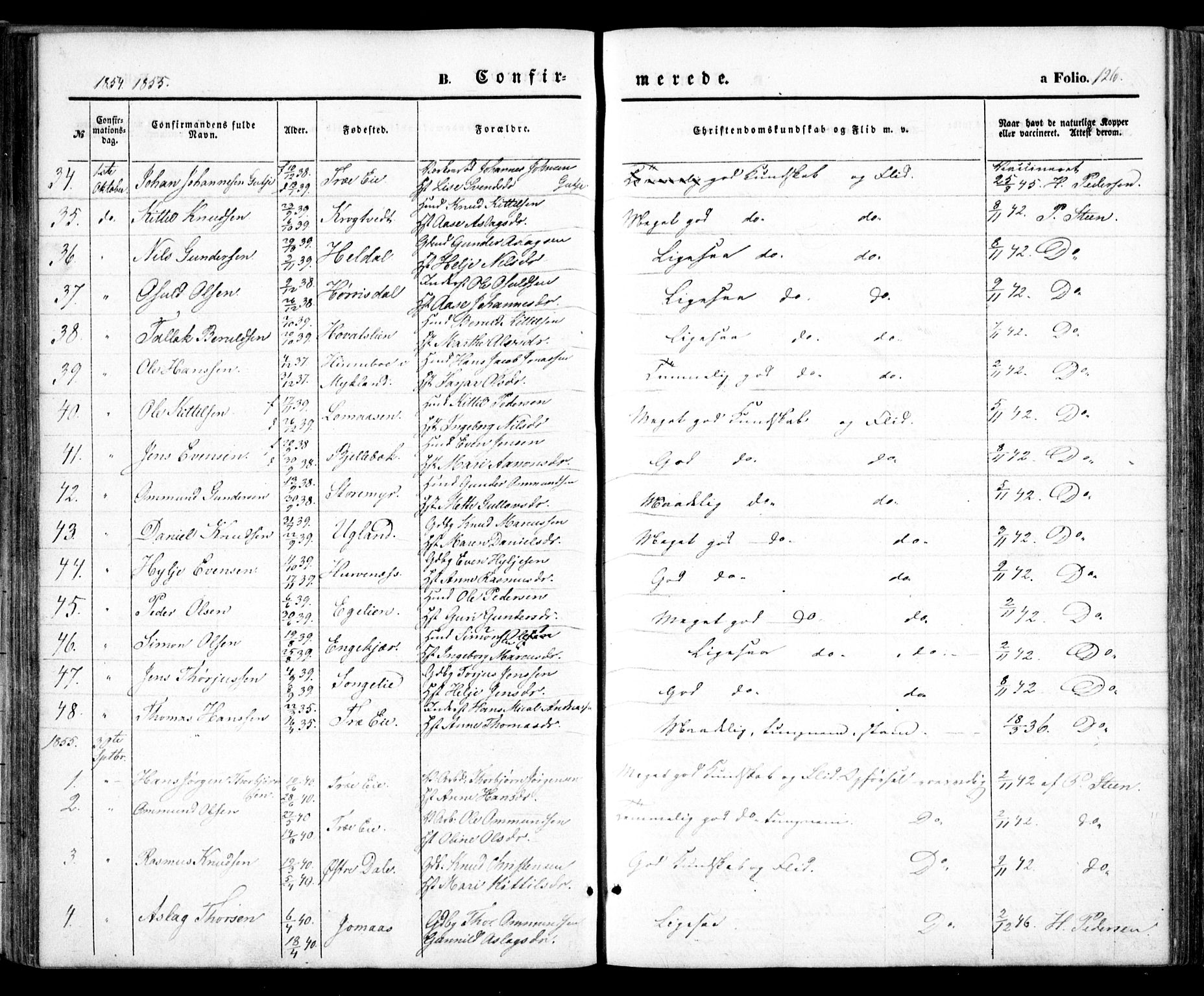 Froland sokneprestkontor, AV/SAK-1111-0013/F/Fa/L0002: Parish register (official) no. A 2, 1845-1863, p. 126