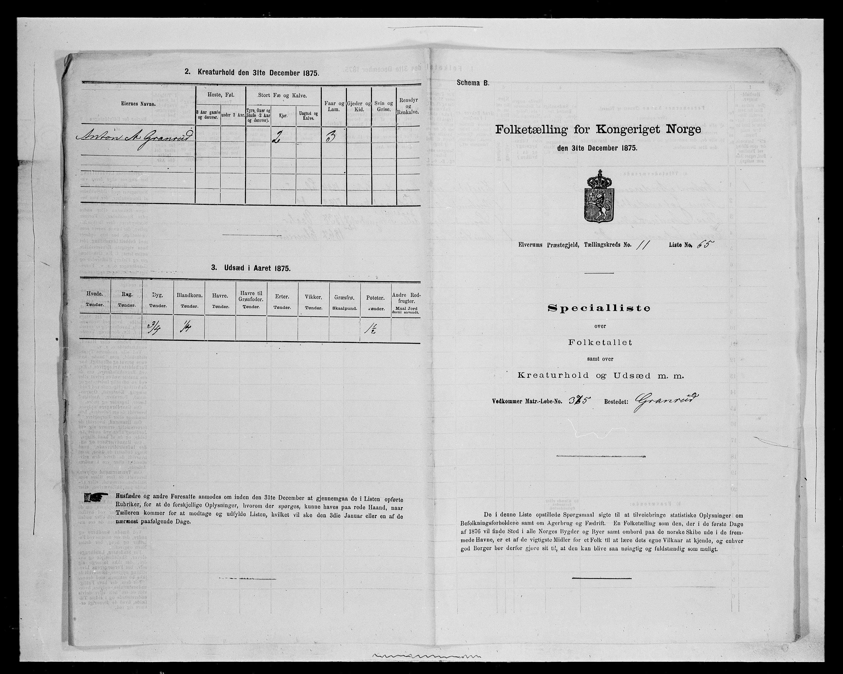 SAH, 1875 census for 0427P Elverum, 1875, p. 2290