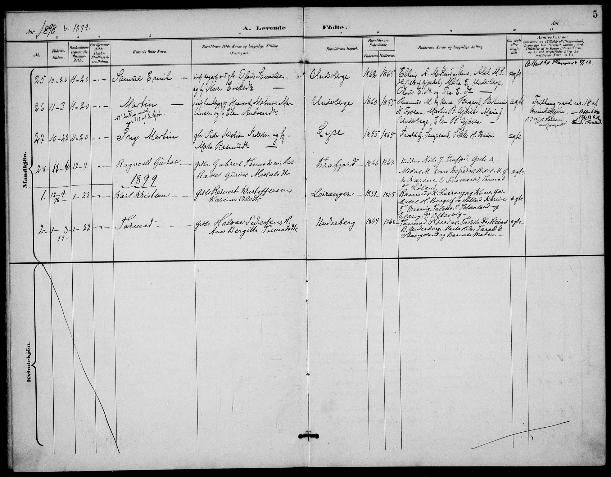 Høgsfjord sokneprestkontor, SAST/A-101624/H/Ha/Haa/L0007: Parish register (official) no. A 7, 1898-1917, p. 5