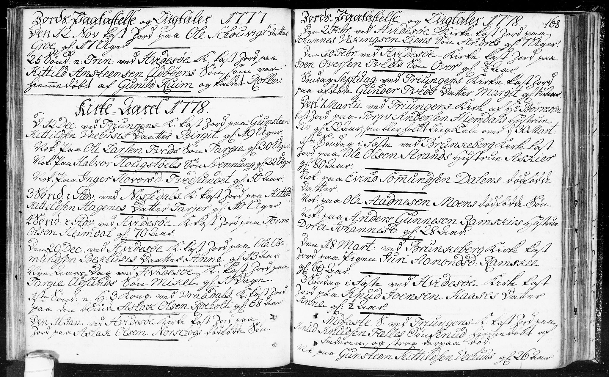 Kviteseid kirkebøker, SAKO/A-276/F/Fa/L0002: Parish register (official) no. I 2, 1773-1786, p. 168