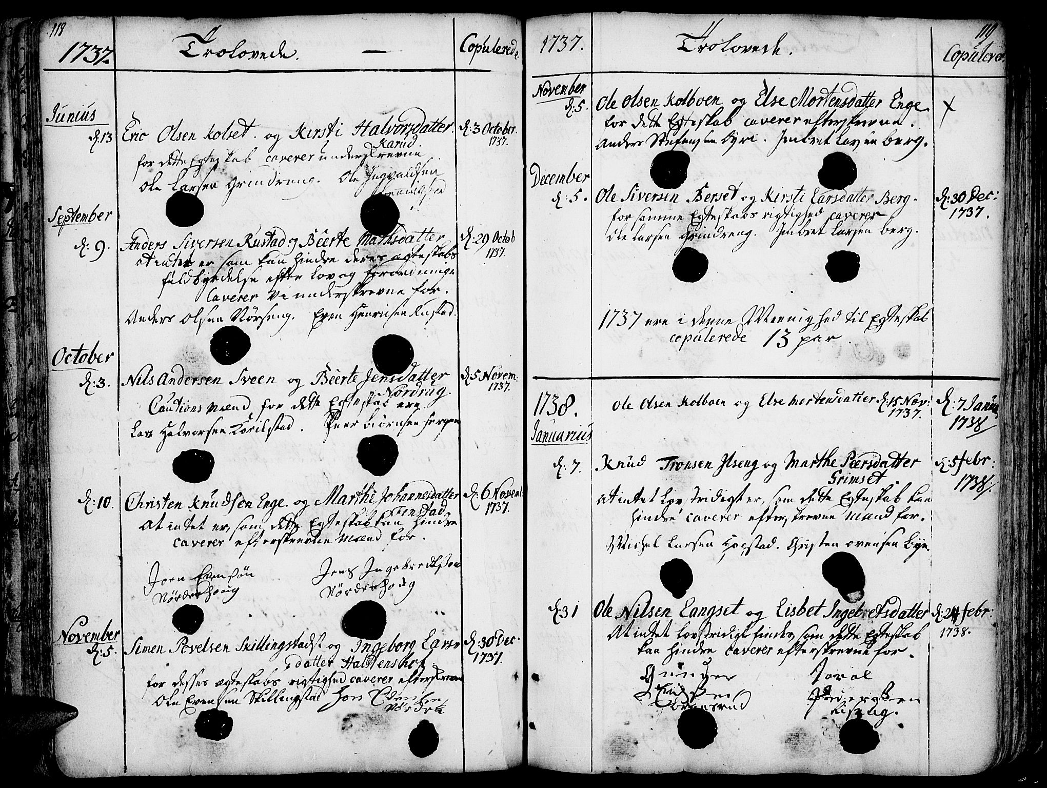 Løten prestekontor, AV/SAH-PREST-022/K/Ka/L0002: Parish register (official) no. 2, 1731-1772, p. 118-119