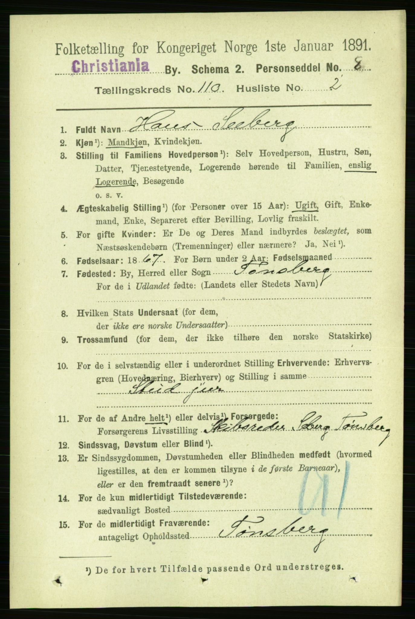 RA, 1891 census for 0301 Kristiania, 1891, p. 57131