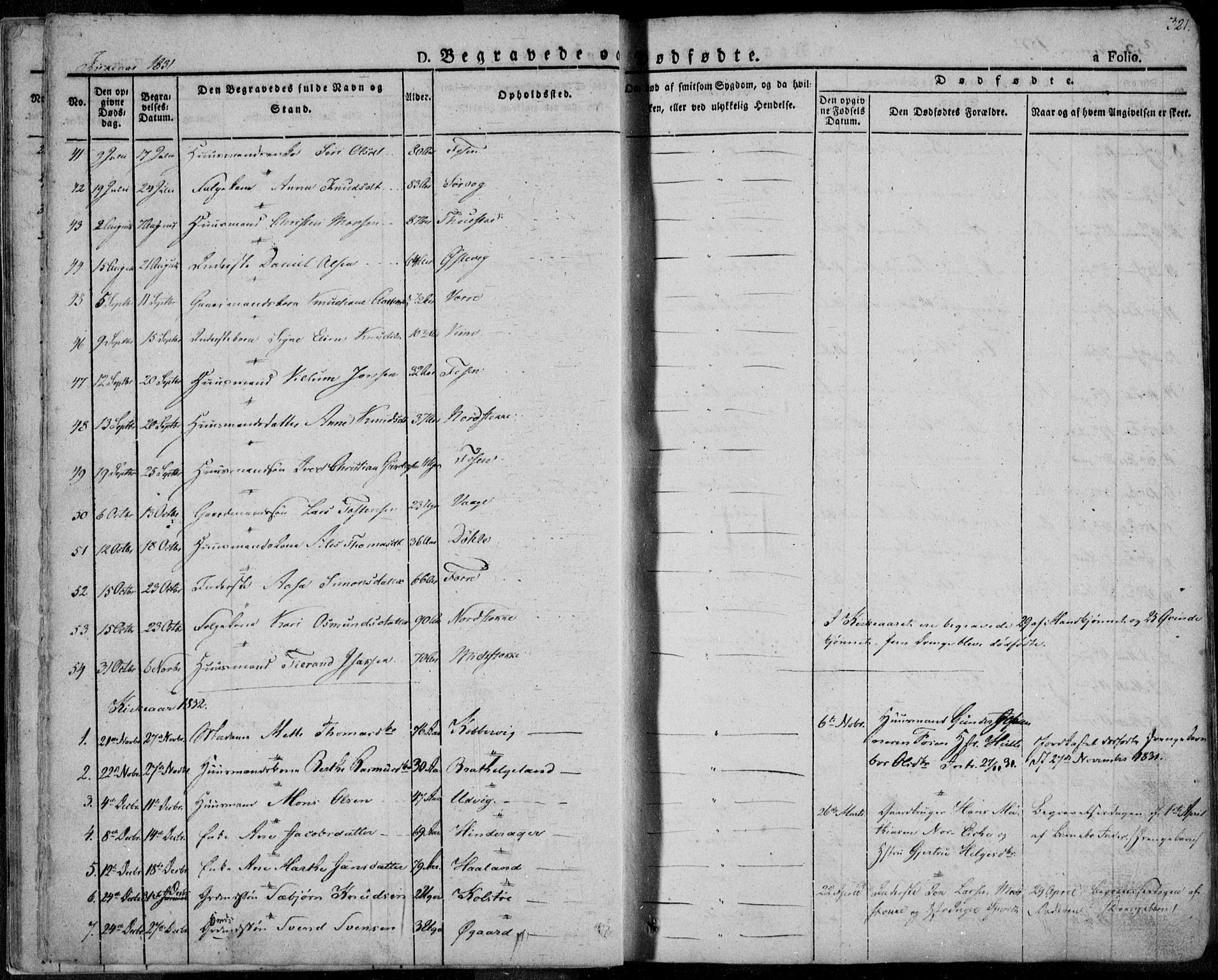Avaldsnes sokneprestkontor, SAST/A -101851/H/Ha/Haa/L0005: Parish register (official) no. A 5.2, 1825-1841, p. 321