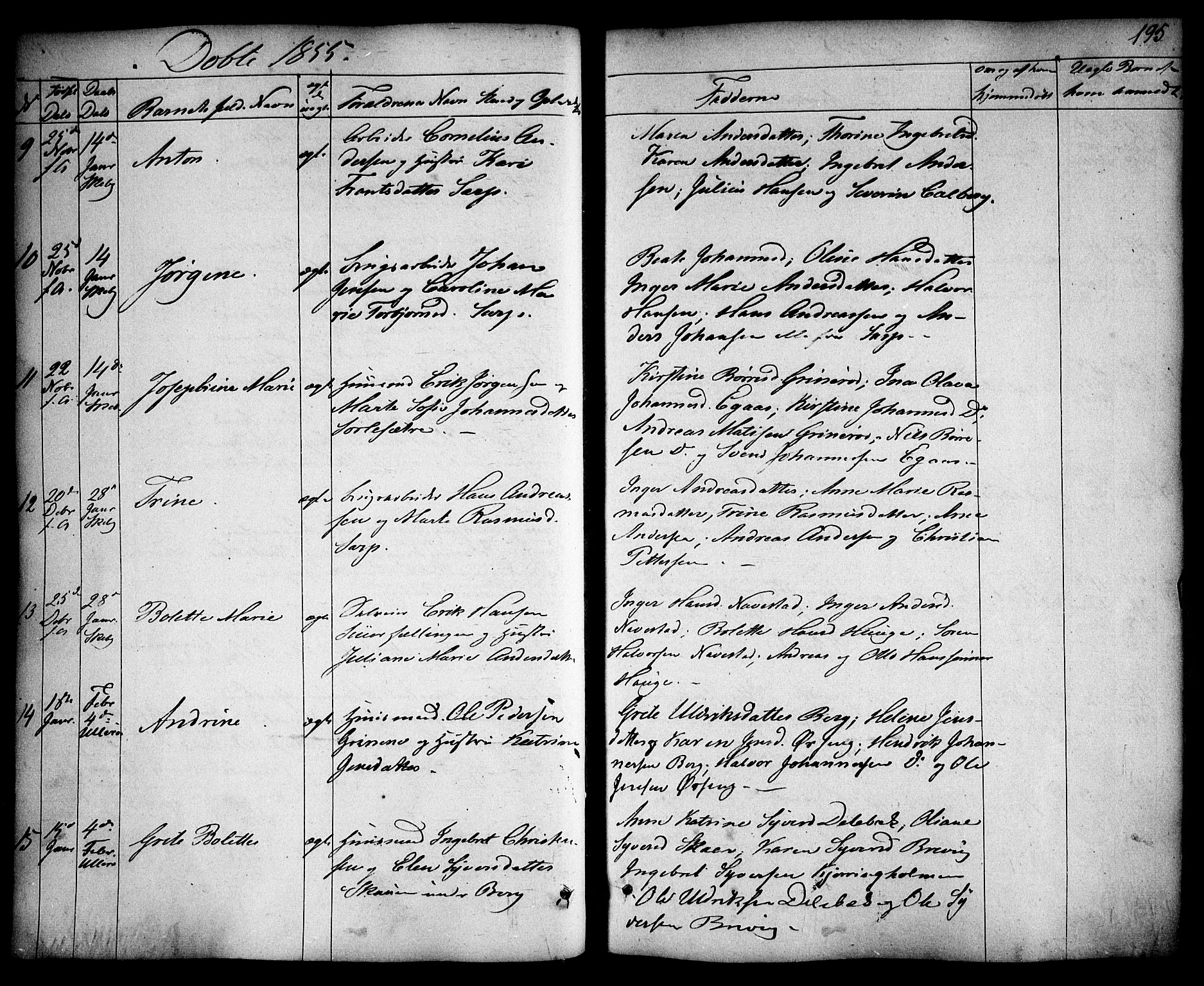 Skjeberg prestekontor Kirkebøker, SAO/A-10923/F/Fa/L0006: Parish register (official) no. I 6, 1846-1858, p. 195