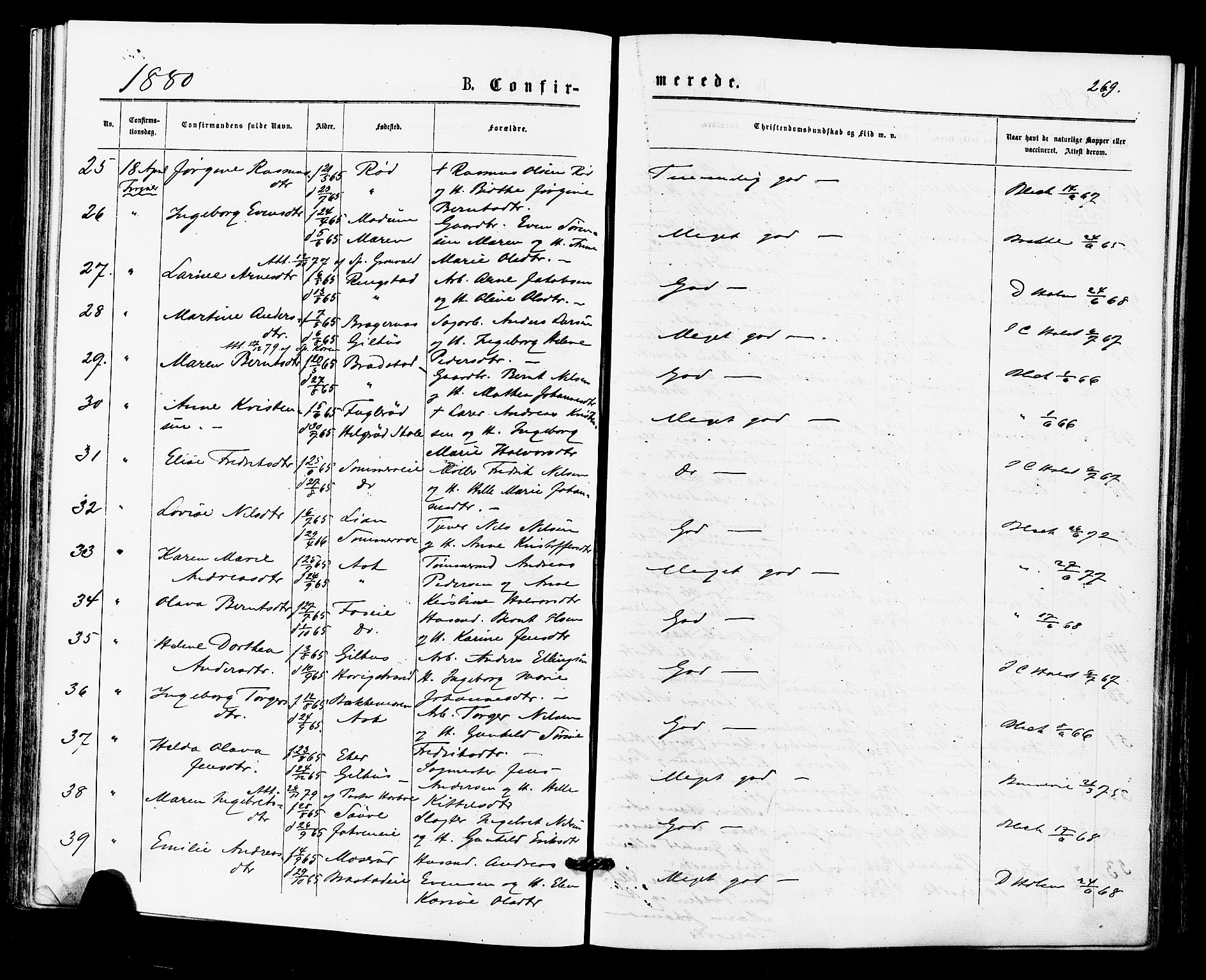 Lier kirkebøker, AV/SAKO-A-230/F/Fa/L0014: Parish register (official) no. I 14, 1875-1882, p. 269