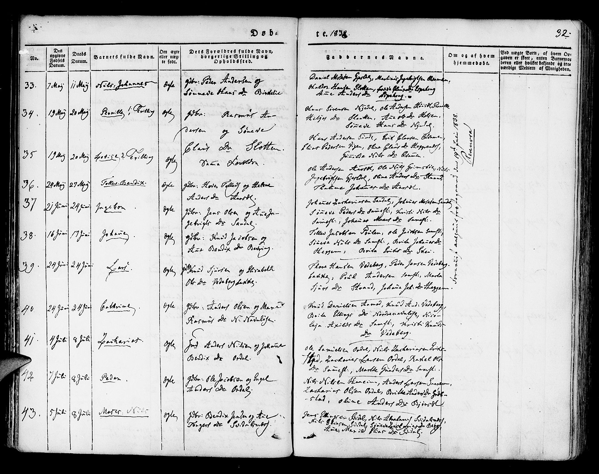 Jølster sokneprestembete, AV/SAB-A-80701/H/Haa/Haaa/L0009: Parish register (official) no. A 9, 1833-1848, p. 32