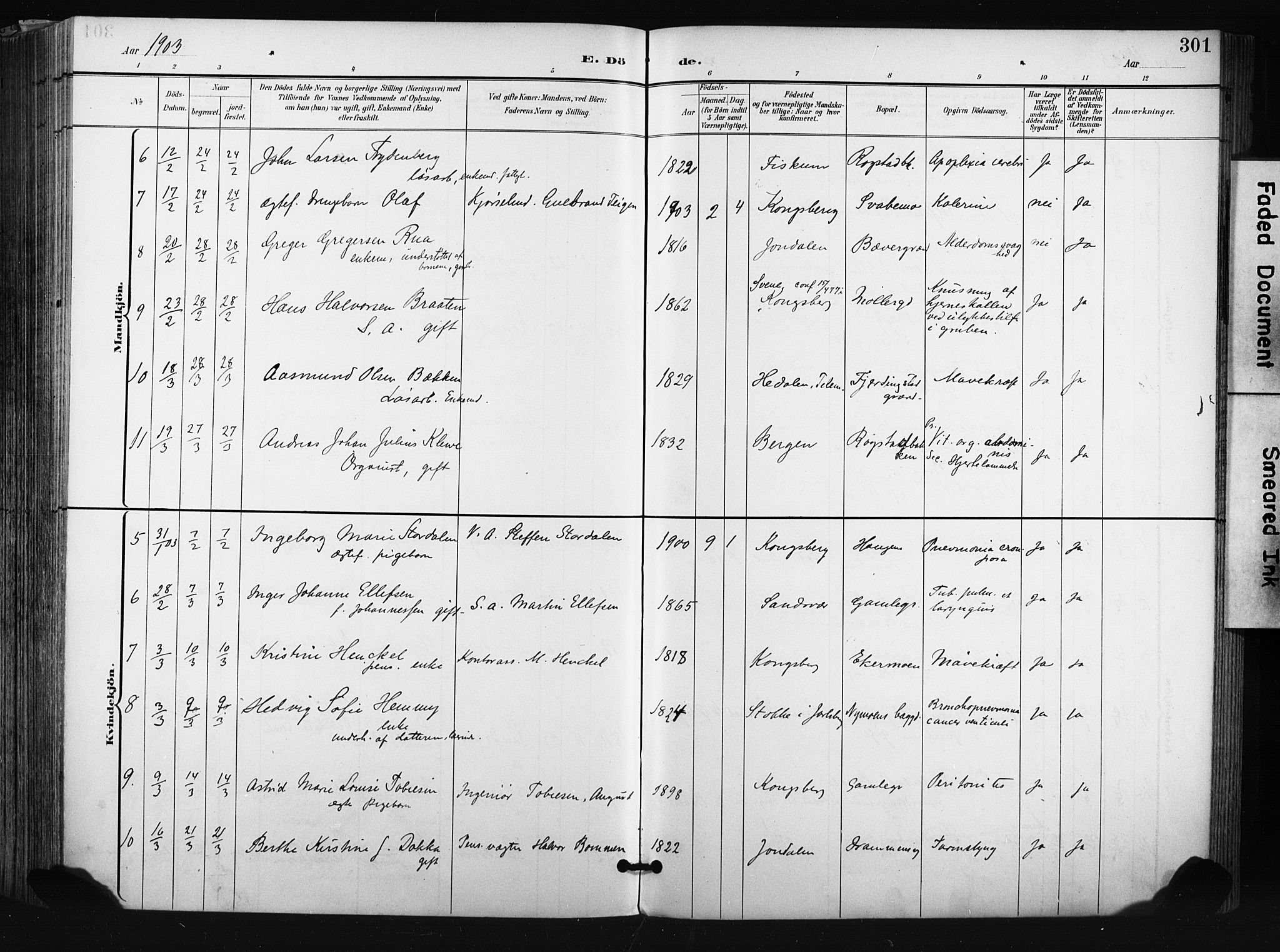 Kongsberg kirkebøker, AV/SAKO-A-22/F/Fb/L0003: Parish register (official) no. II 3, 1896-1905, p. 301