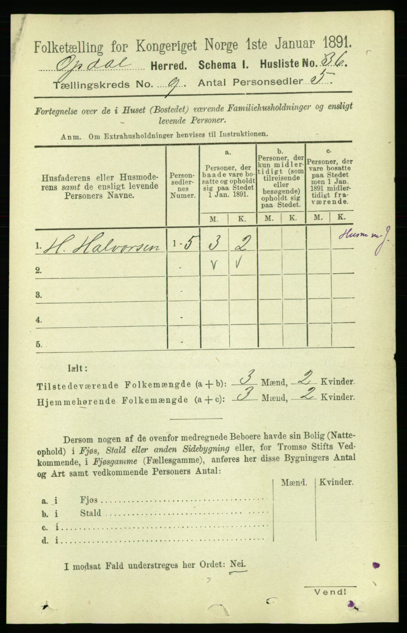 RA, 1891 census for 1634 Oppdal, 1891, p. 4712