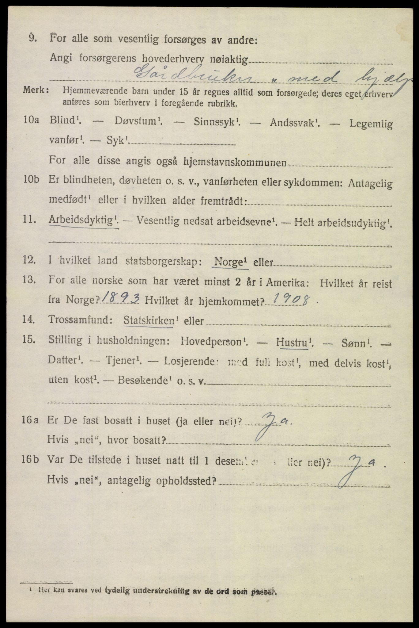 SAK, 1920 census for Vigmostad, 1920, p. 1156
