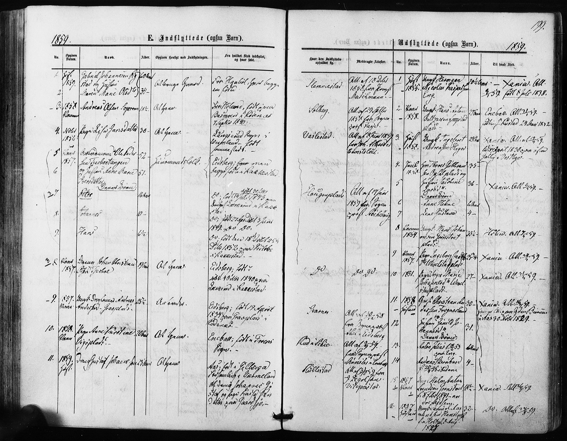 Kråkstad prestekontor Kirkebøker, SAO/A-10125a/F/Fa/L0007: Parish register (official) no. I 7, 1858-1870, p. 199
