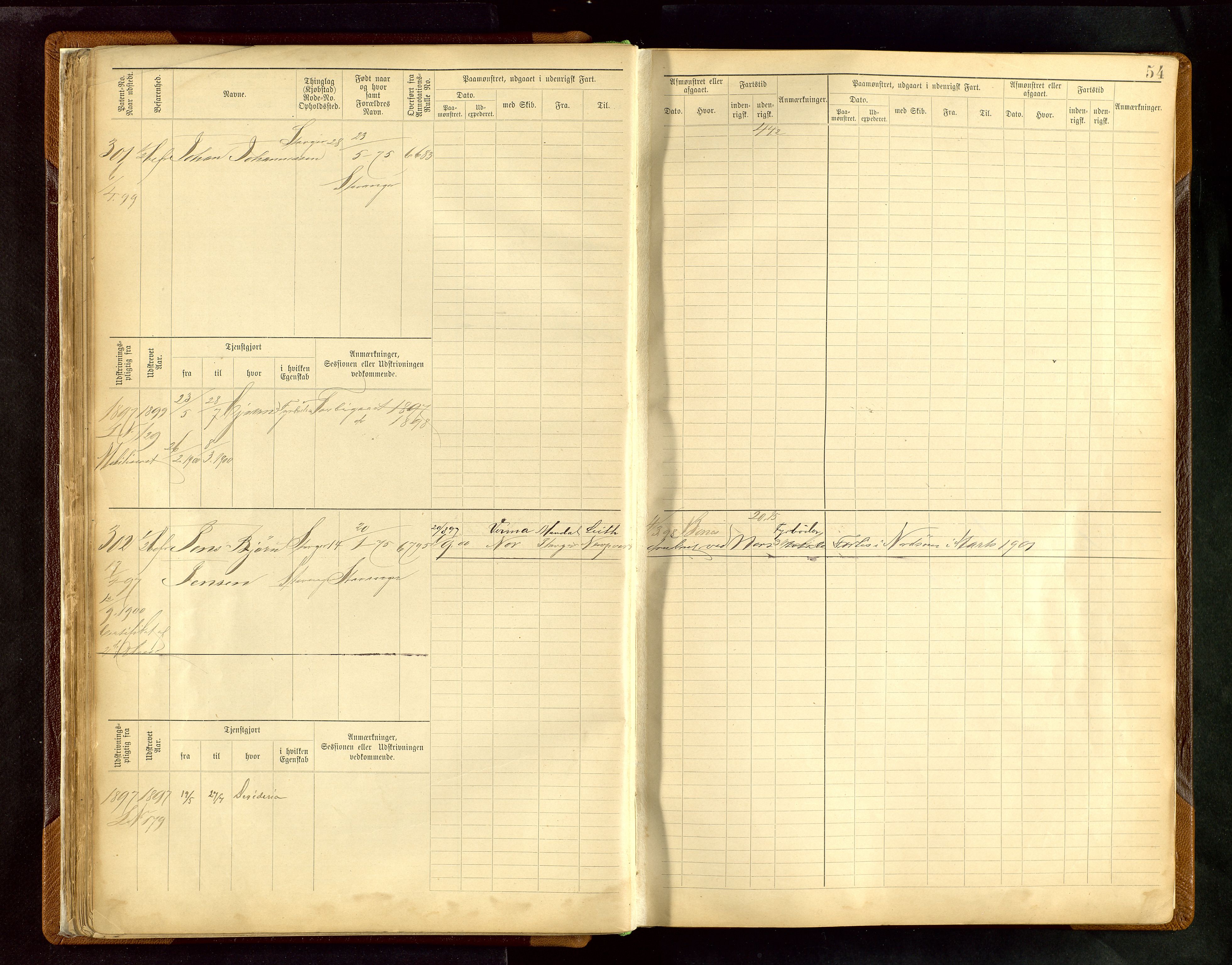 Stavanger sjømannskontor, AV/SAST-A-102006/F/Fe/L0005: Maskinist- og fyrbøterrulle, patentnr. 195-781 (dublett), 1894-1922, p. 58