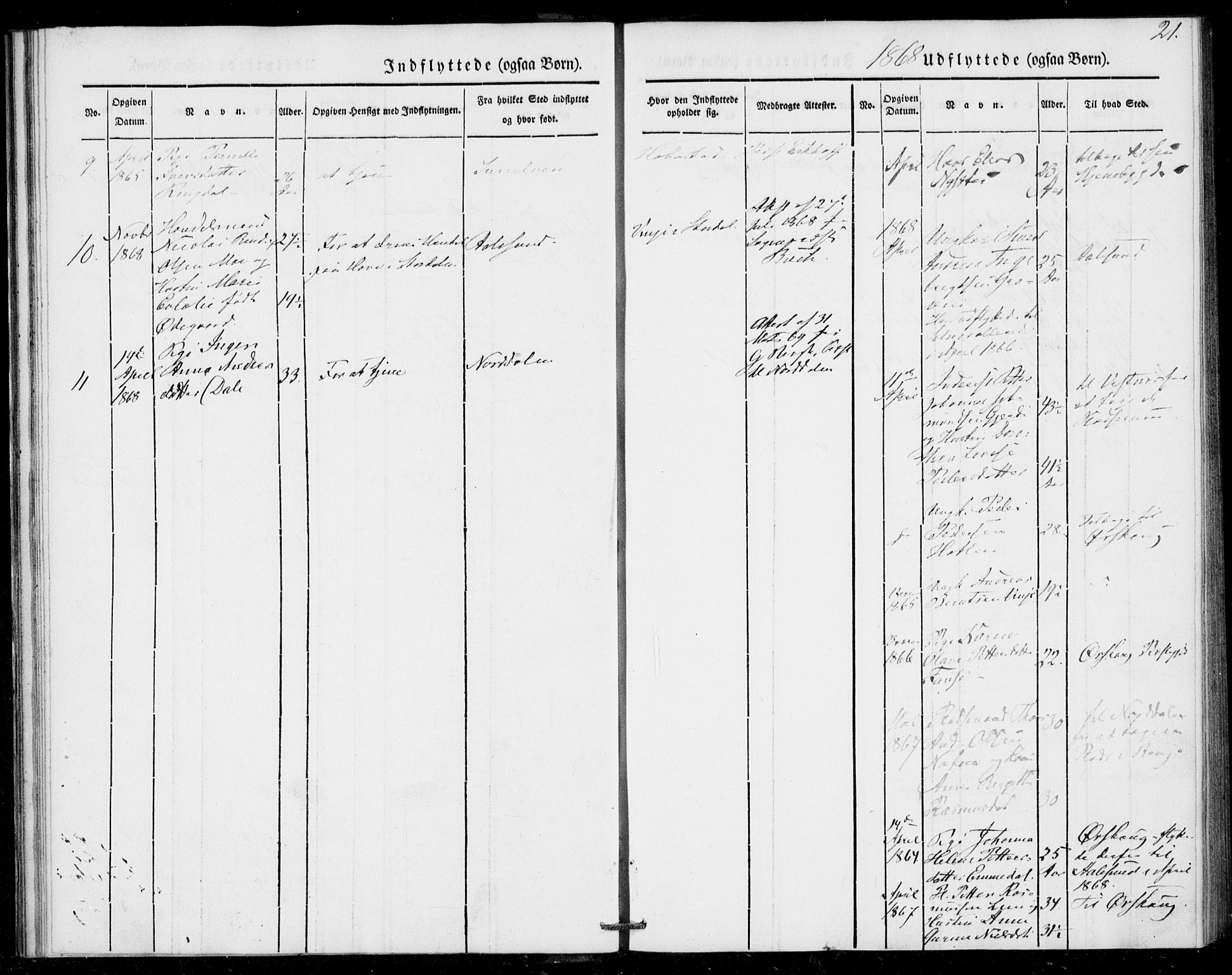 Ministerialprotokoller, klokkerbøker og fødselsregistre - Møre og Romsdal, SAT/A-1454/520/L0279: Parish register (official) no. 520A08, 1844-1881, p. 21
