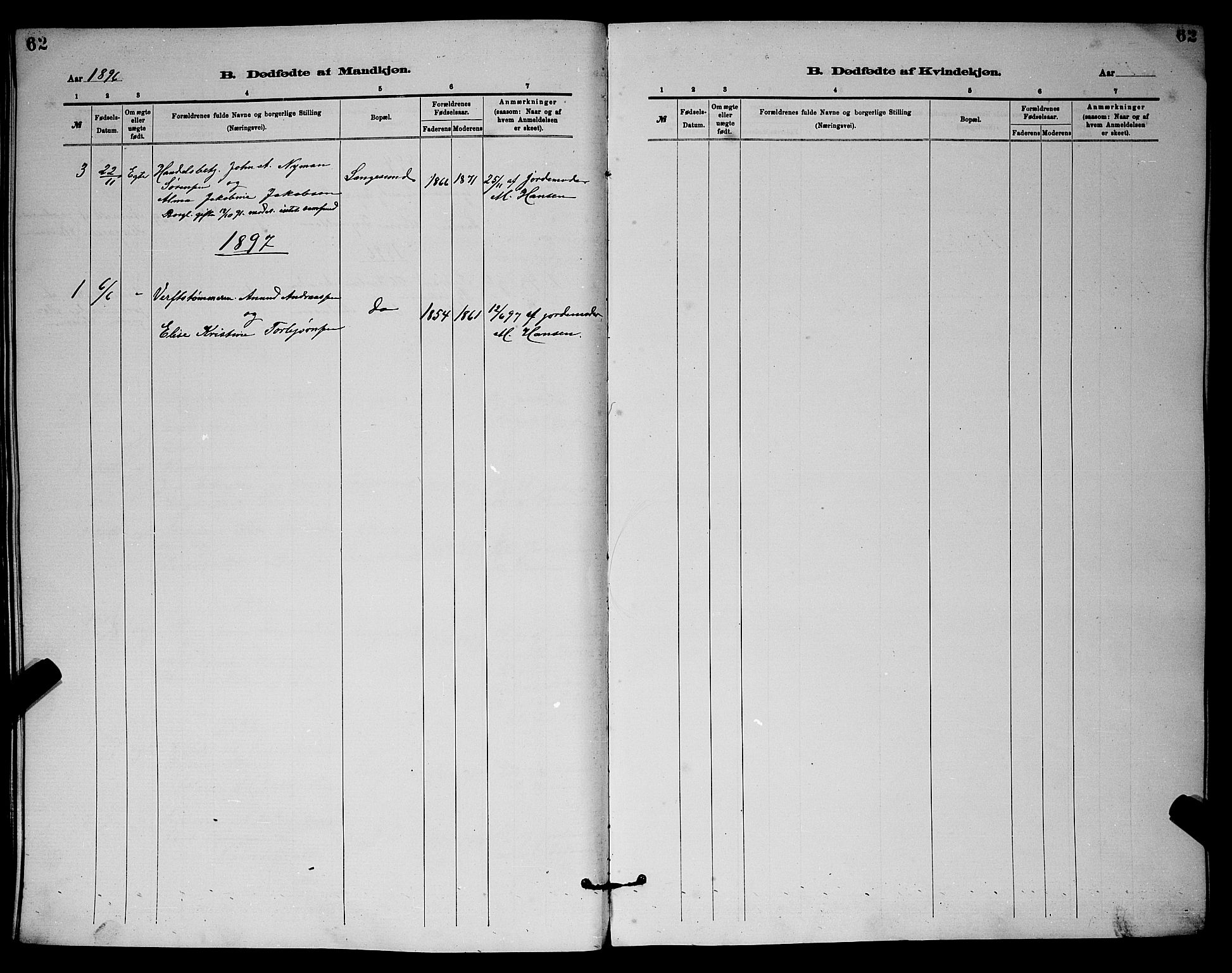 Langesund kirkebøker, AV/SAKO-A-280/G/Ga/L0005: Parish register (copy) no. 5, 1884-1898, p. 62