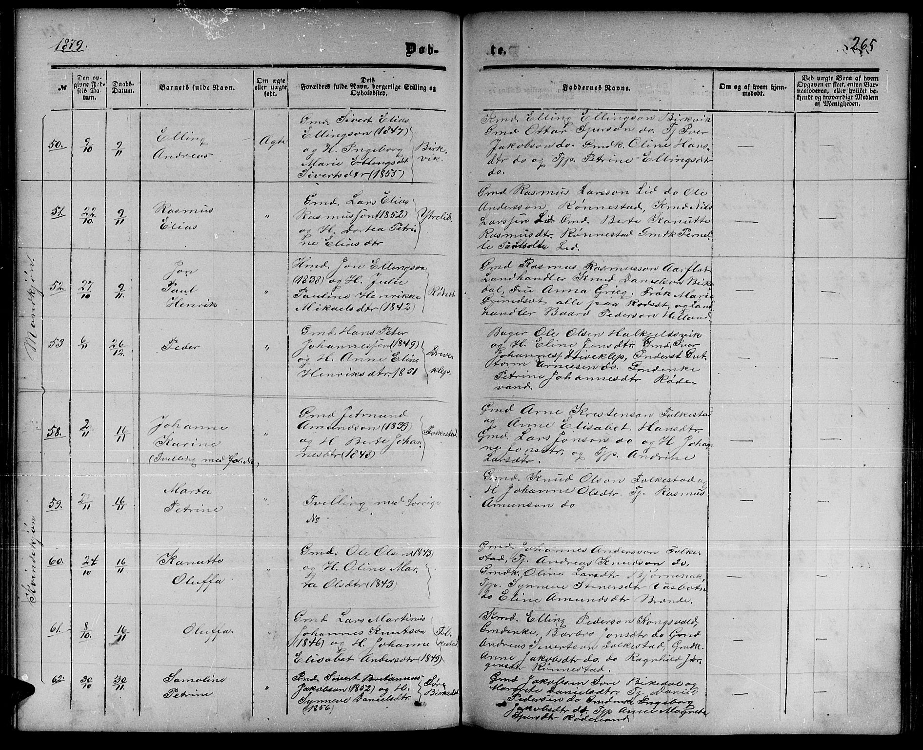 Ministerialprotokoller, klokkerbøker og fødselsregistre - Møre og Romsdal, AV/SAT-A-1454/511/L0157: Parish register (copy) no. 511C03, 1864-1884, p. 265