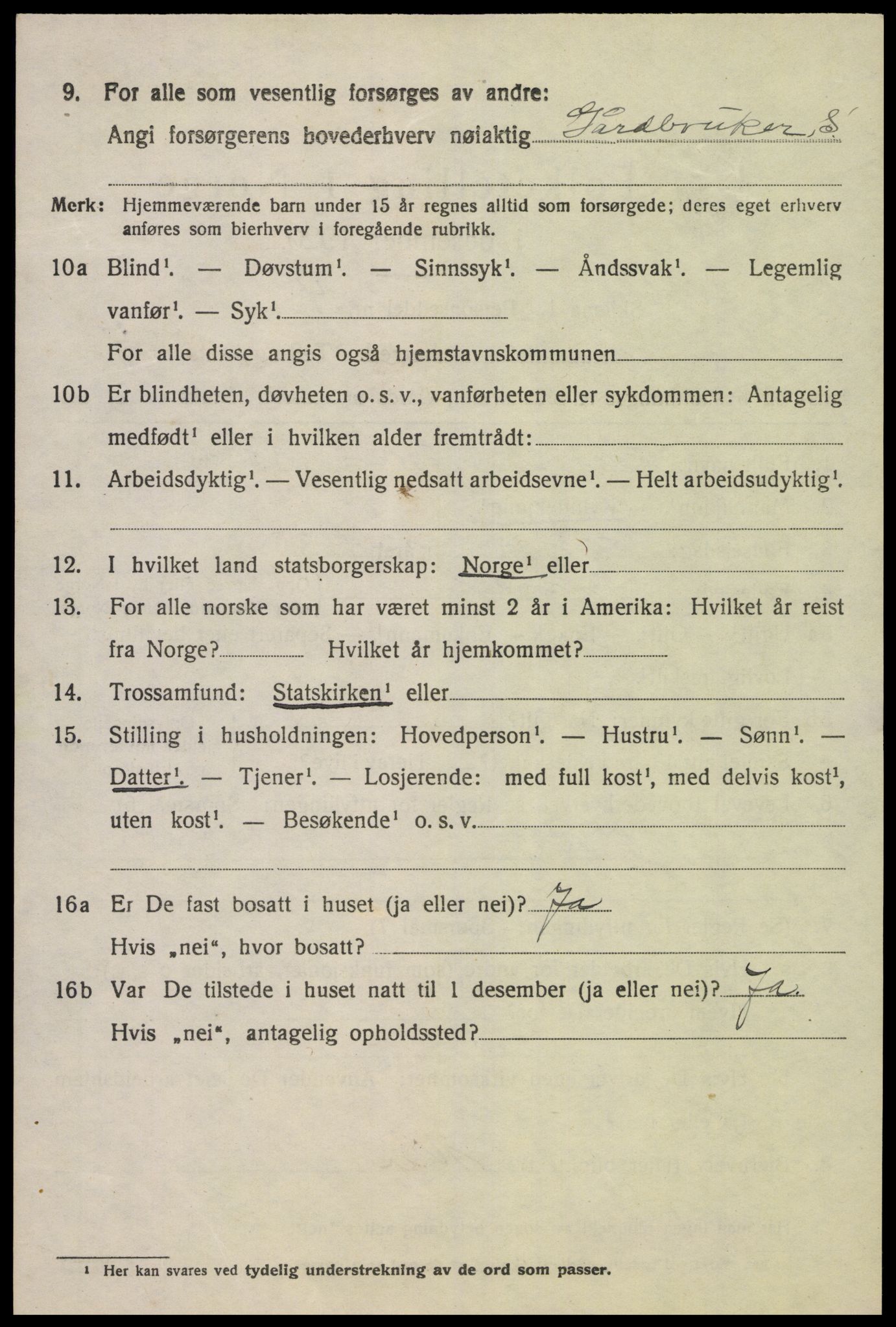 SAK, 1920 census for Lyngdal, 1920, p. 3932