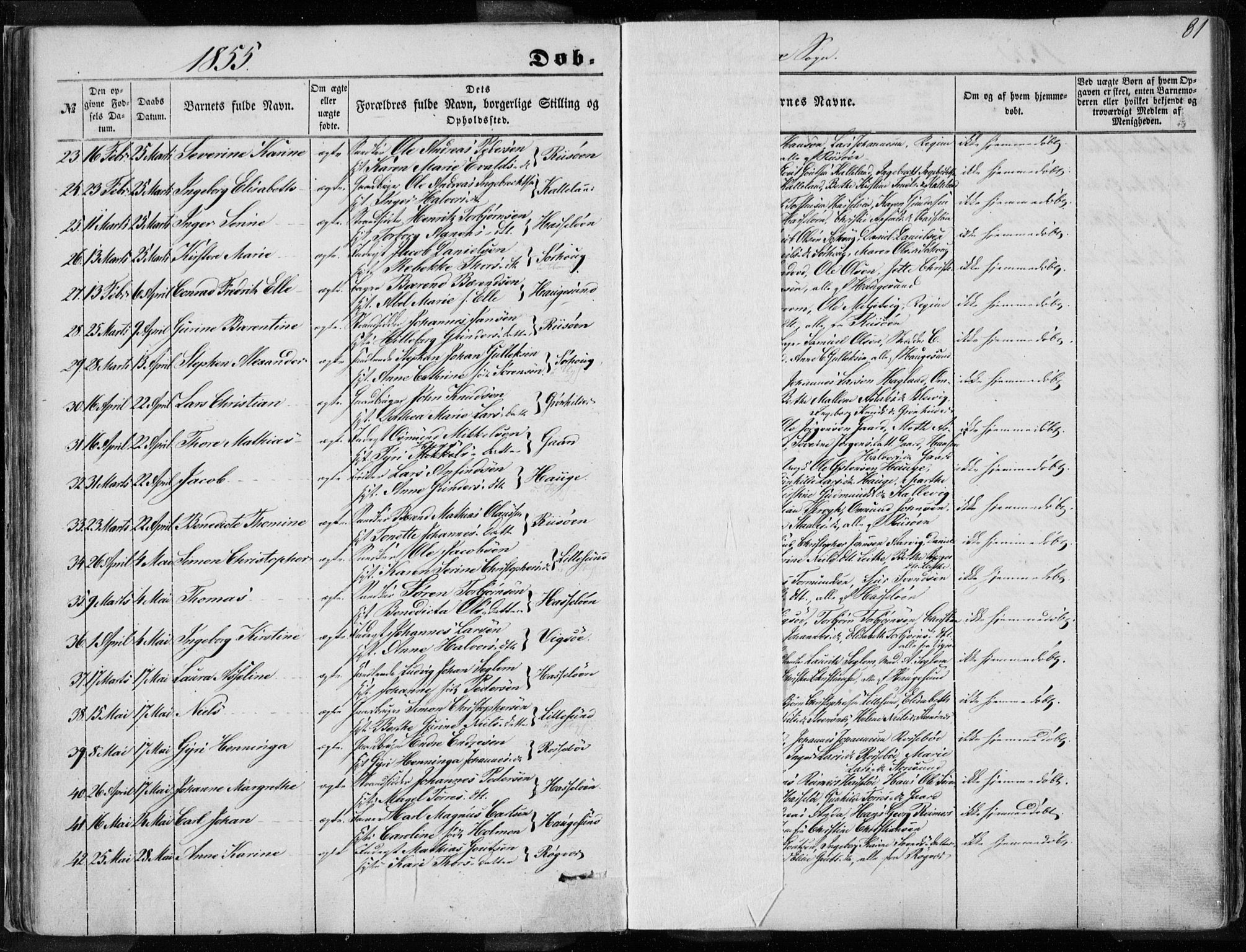 Torvastad sokneprestkontor, AV/SAST-A -101857/H/Ha/Haa/L0009: Parish register (official) no. A 9, 1847-1856, p. 81