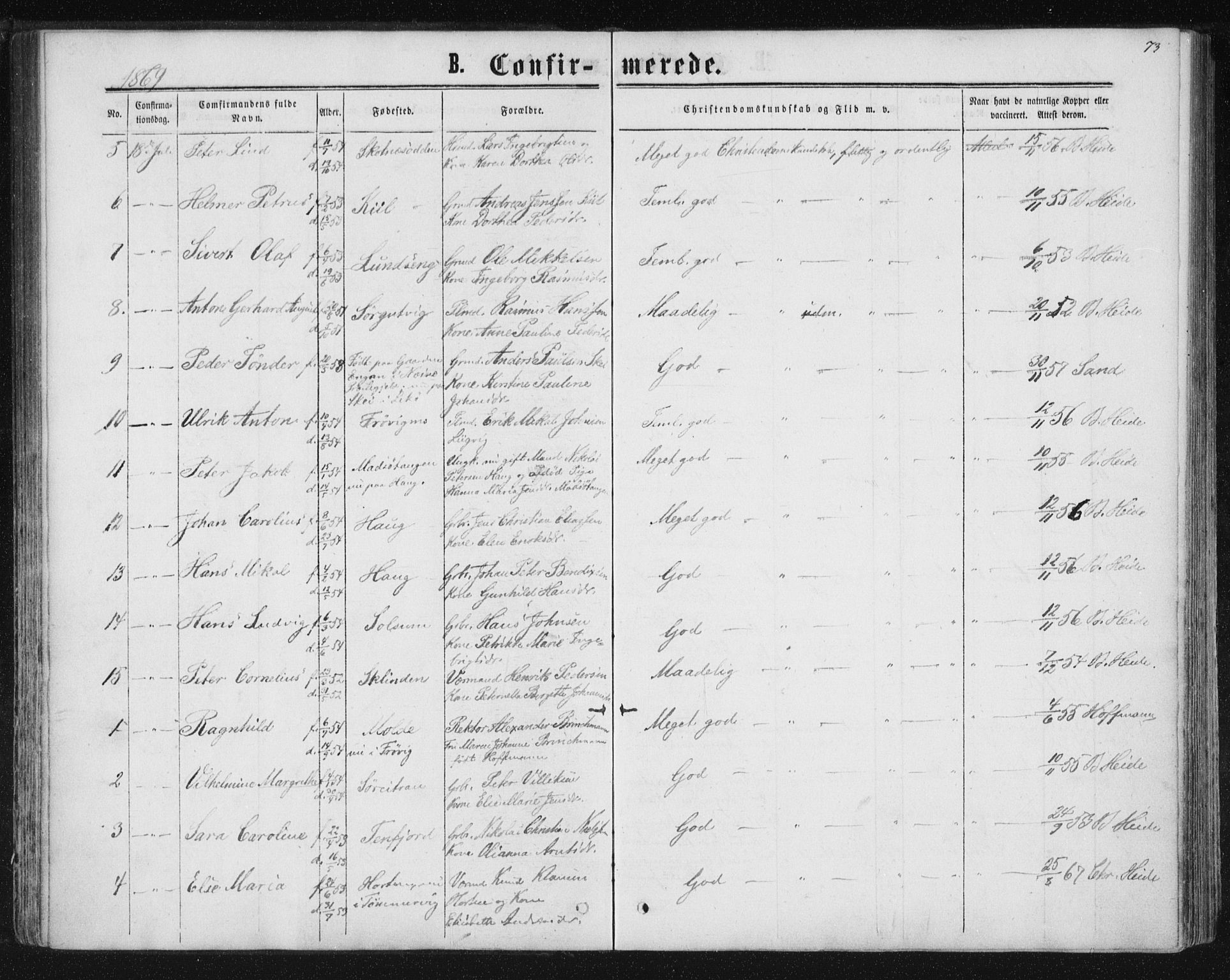 Ministerialprotokoller, klokkerbøker og fødselsregistre - Nord-Trøndelag, AV/SAT-A-1458/788/L0696: Parish register (official) no. 788A03, 1863-1877, p. 73