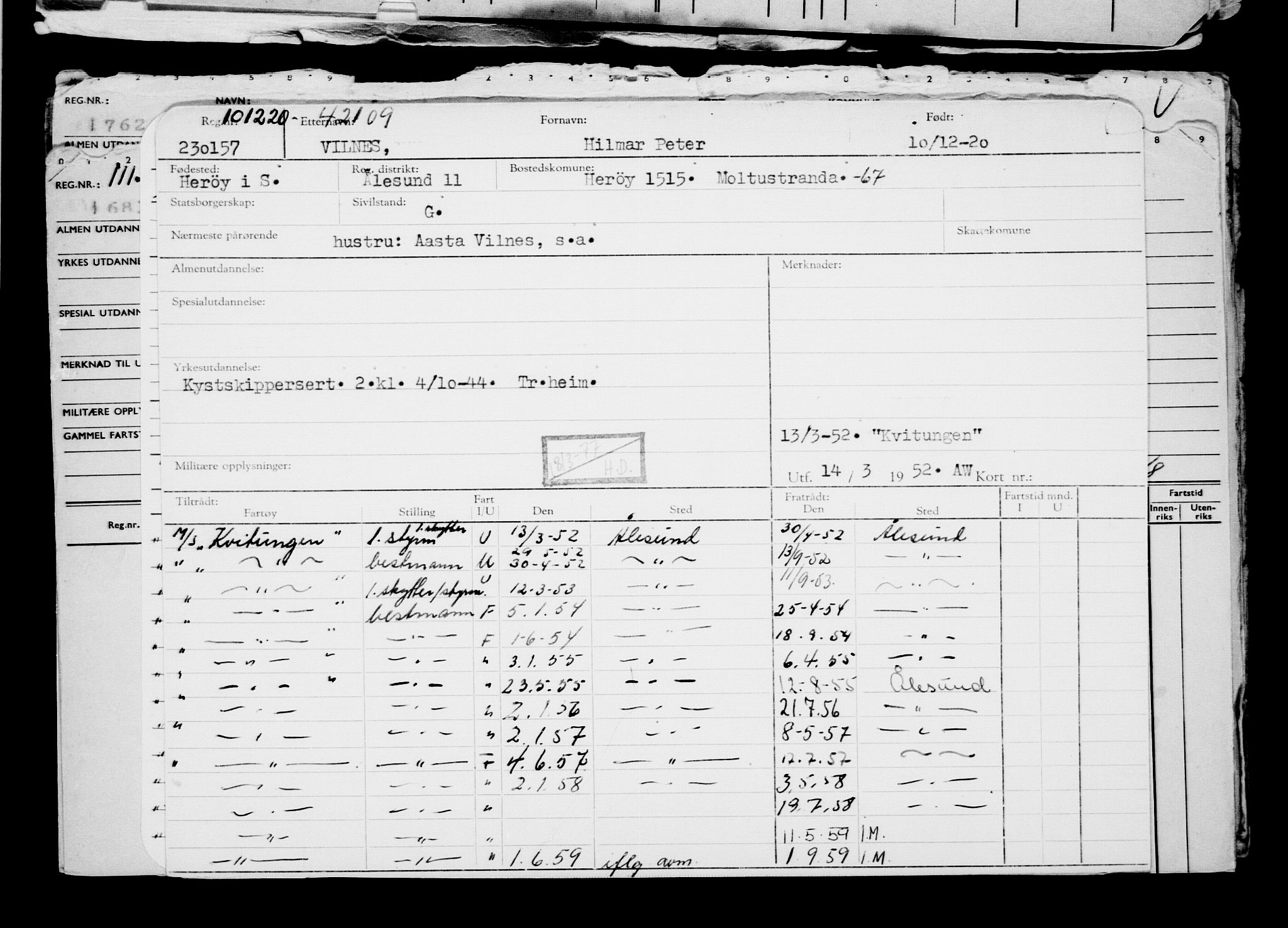 Direktoratet for sjømenn, AV/RA-S-3545/G/Gb/L0188: Hovedkort, 1920, p. 250