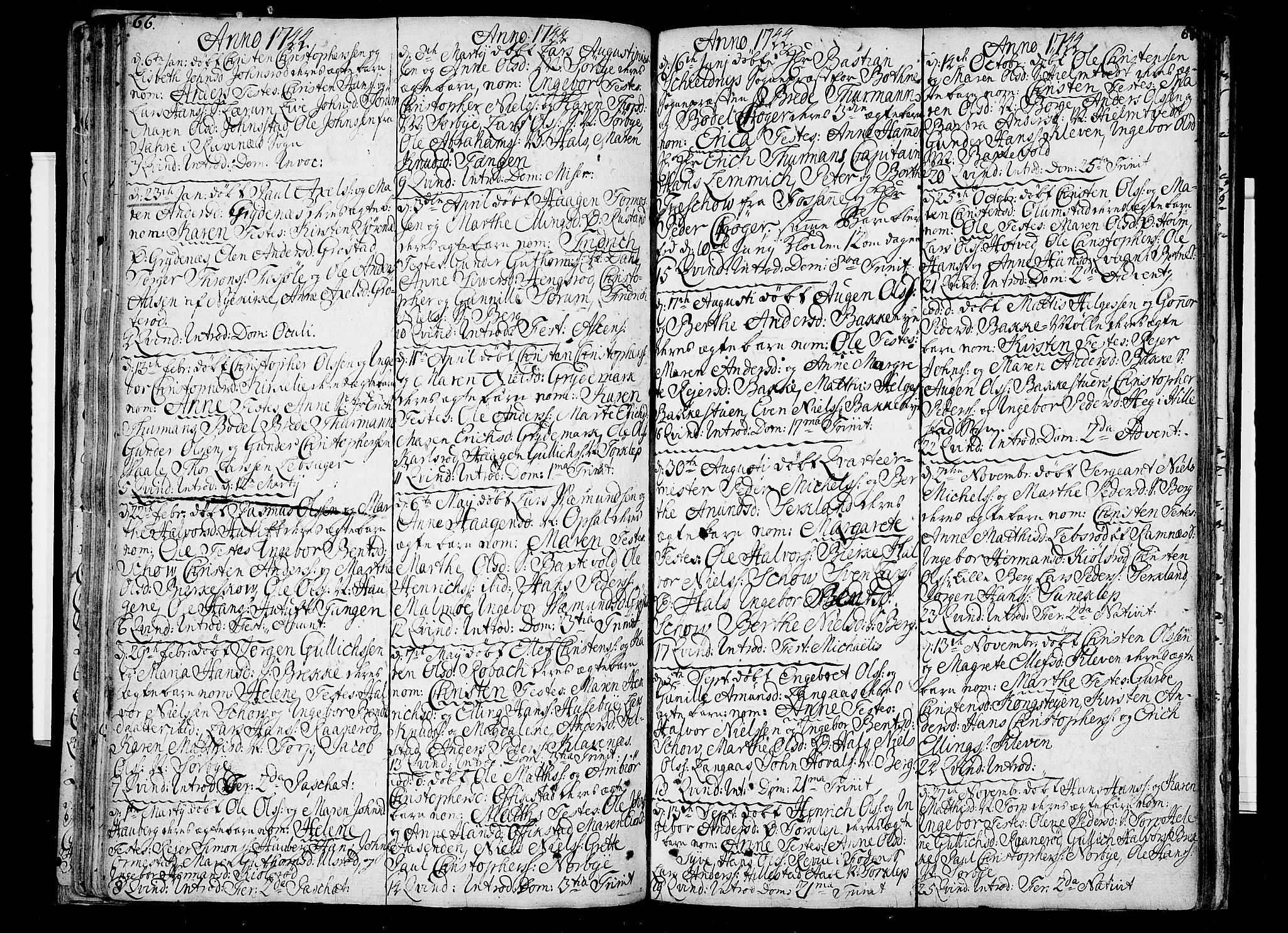 Våle kirkebøker, AV/SAKO-A-334/F/Fa/L0003: Parish register (official) no. I 3, 1732-1773, p. 66-67