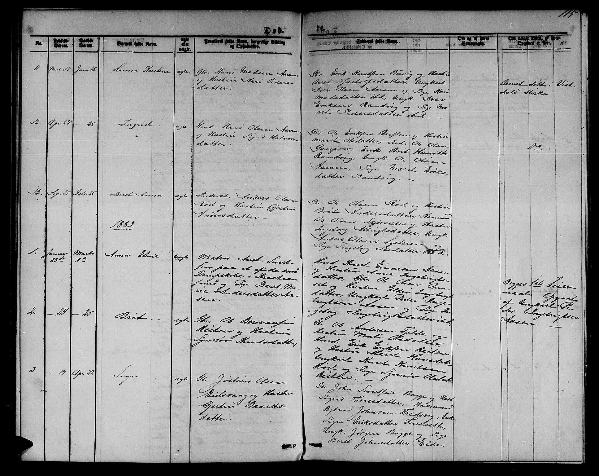 Ministerialprotokoller, klokkerbøker og fødselsregistre - Møre og Romsdal, AV/SAT-A-1454/551/L0630: Parish register (copy) no. 551C02, 1867-1885, p. 115