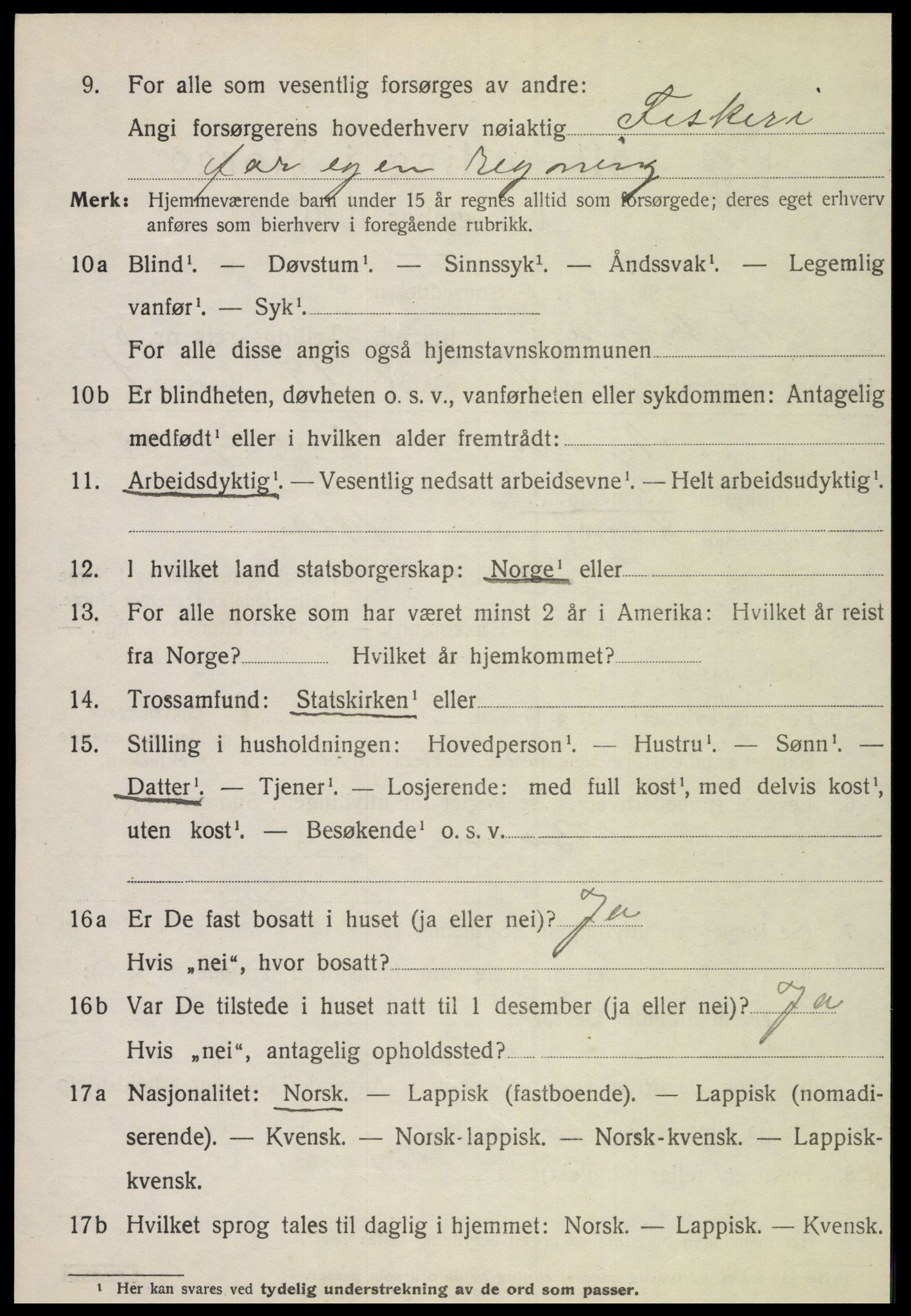 SAT, 1920 census for Vikna, 1920, p. 5996