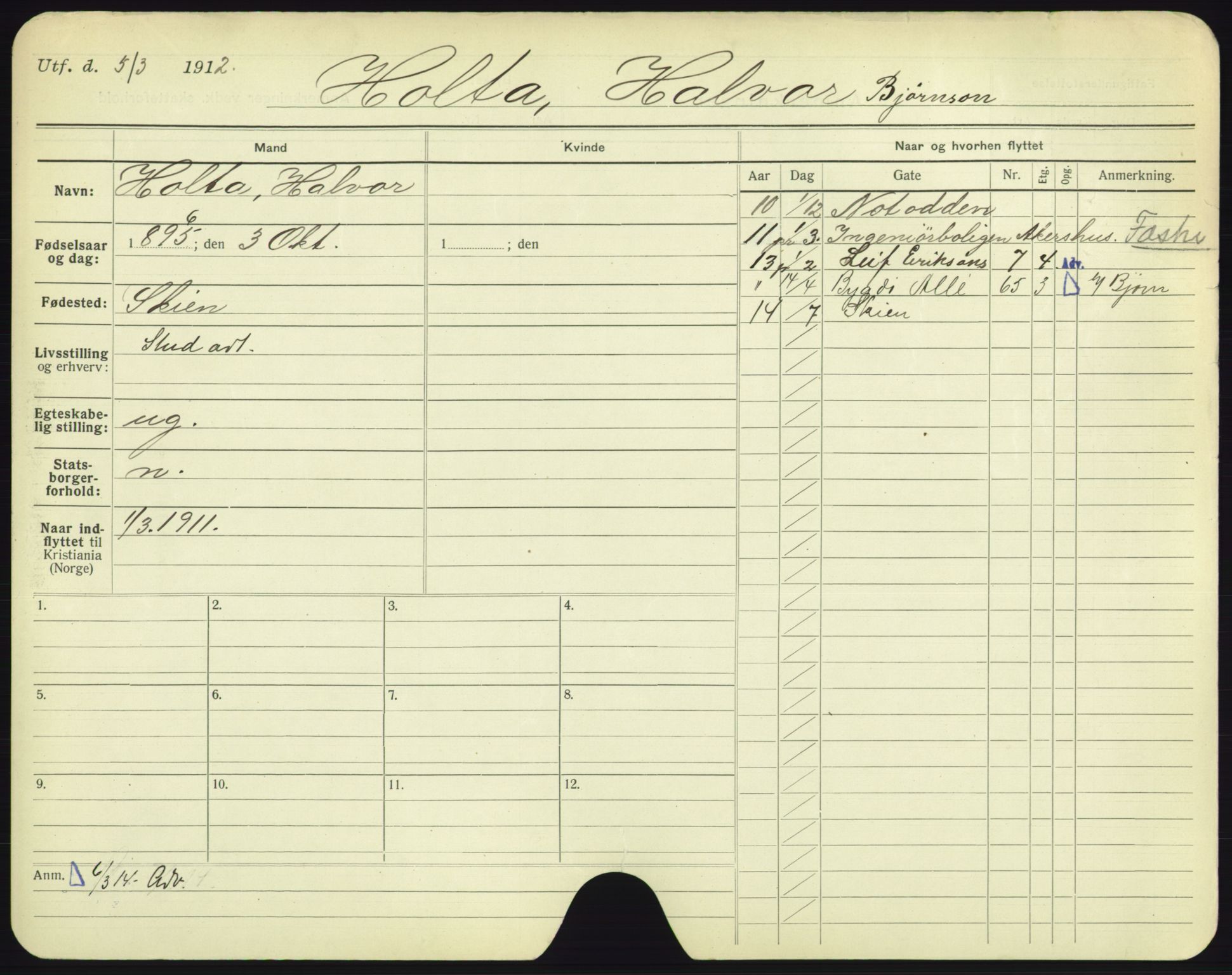 Oslo folkeregister, Registerkort, AV/SAO-A-11715/F/Fa/Fac/L0004: Menn, 1906-1914, p. 955a