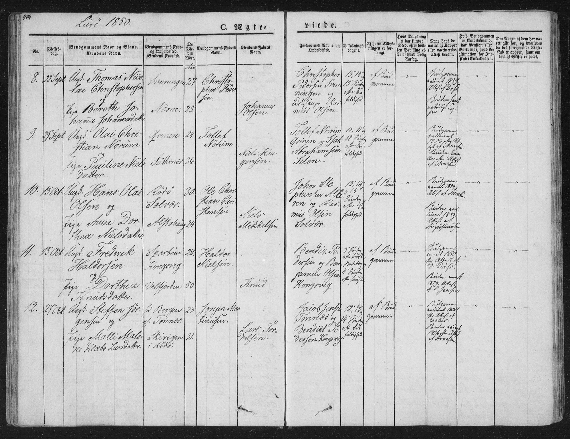 Ministerialprotokoller, klokkerbøker og fødselsregistre - Nordland, AV/SAT-A-1459/839/L0566: Parish register (official) no. 839A03, 1825-1862, p. 404