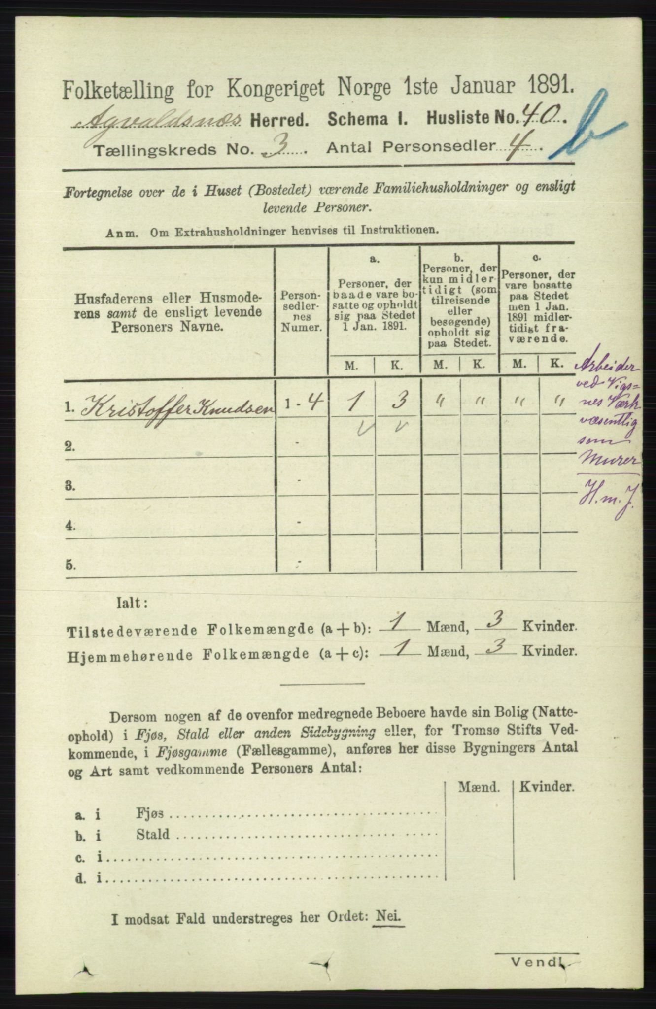 RA, 1891 census for 1147 Avaldsnes, 1891, p. 2538