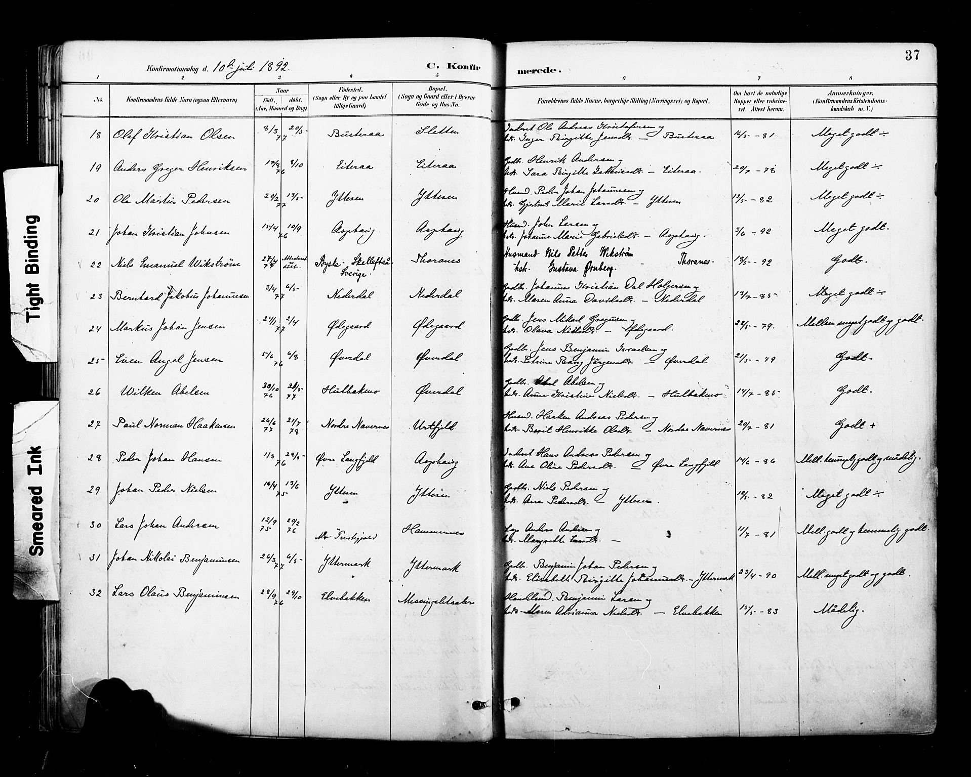 Ministerialprotokoller, klokkerbøker og fødselsregistre - Nordland, AV/SAT-A-1459/827/L0401: Parish register (official) no. 827A13, 1887-1905, p. 37