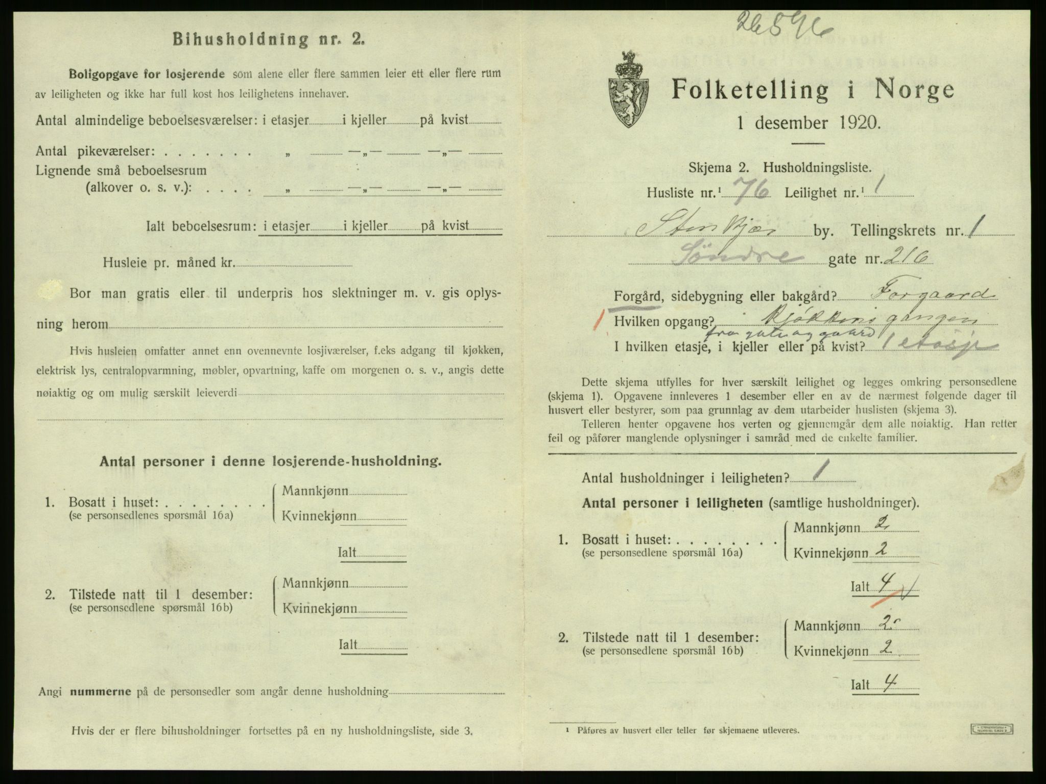 SAT, 1920 census for Steinkjer, 1920, p. 1370