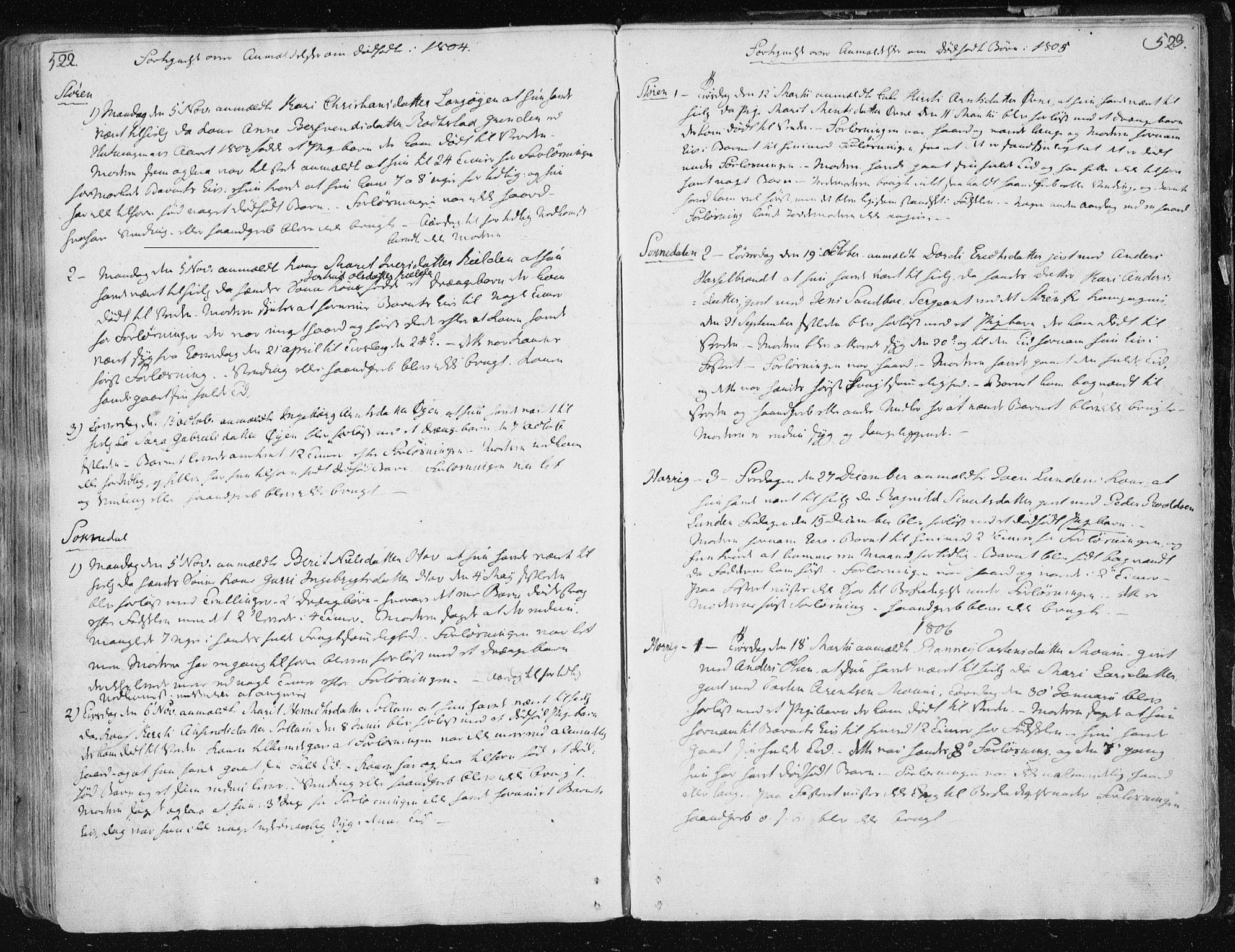 Ministerialprotokoller, klokkerbøker og fødselsregistre - Sør-Trøndelag, SAT/A-1456/687/L0992: Parish register (official) no. 687A03 /1, 1788-1815, p. 522-523